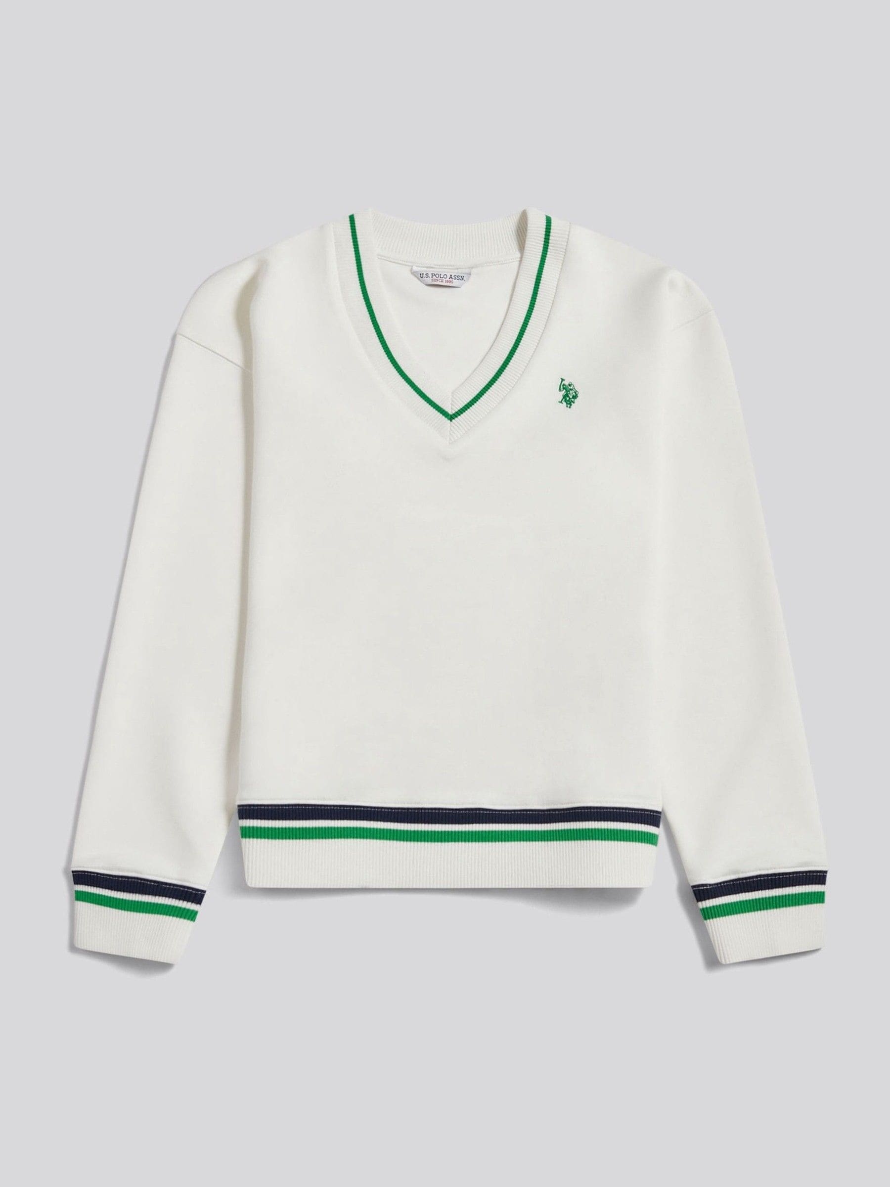 U.S. Polo Assn - Sweatshirt Femme - Col en V - Crème