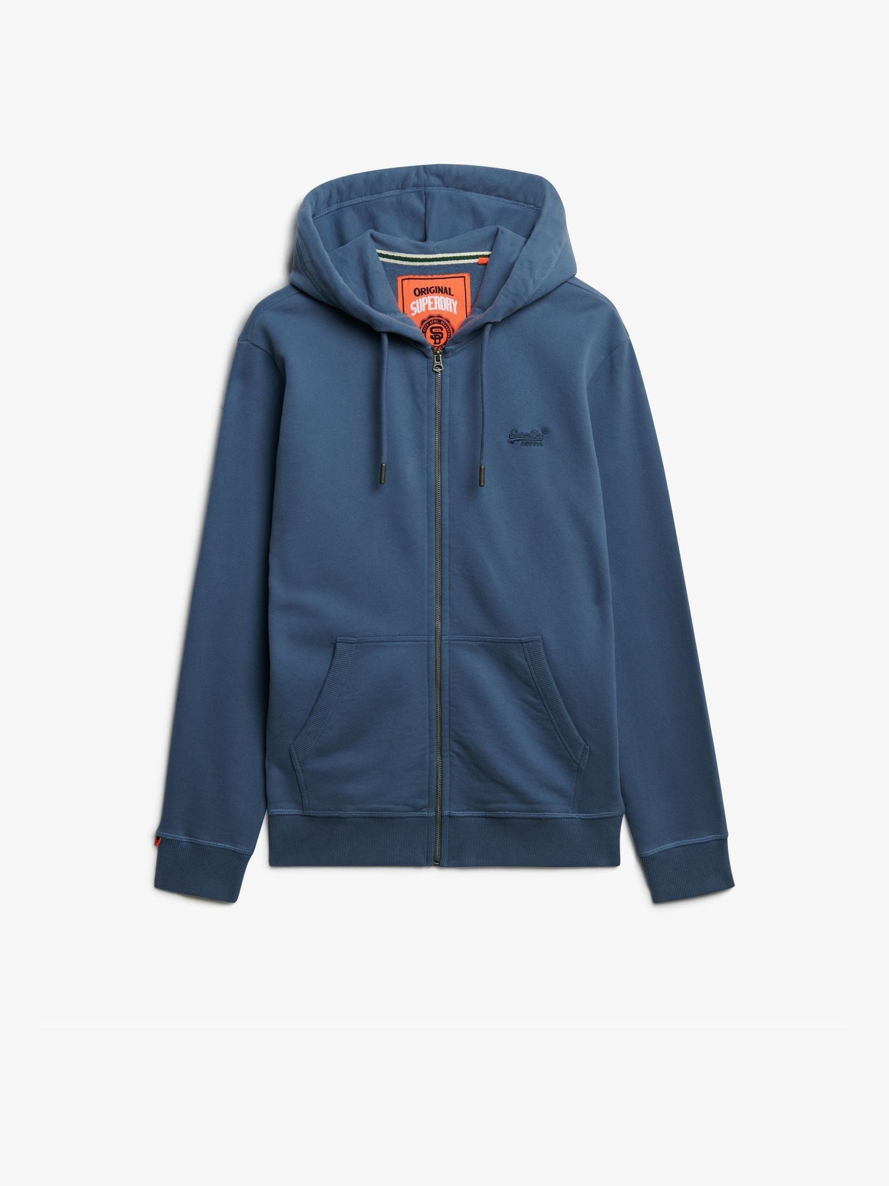 Superdry Uomo Blu Felpa Con Cerniera A Cappuccio Essential Logo - Immagine 4
