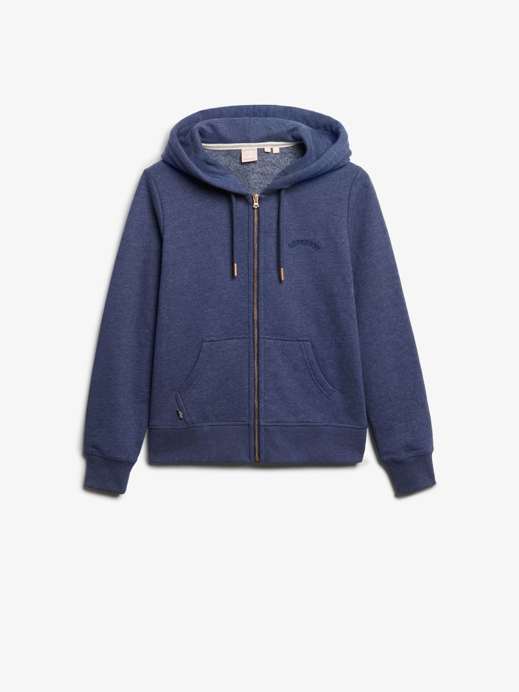 Superdry Mujer Azul, Rosa Para W2012422a Sudadera Con Capucha Y Cremallera Essential Logo Azul (M), Casual, Algodón, Marino - Imagen 3