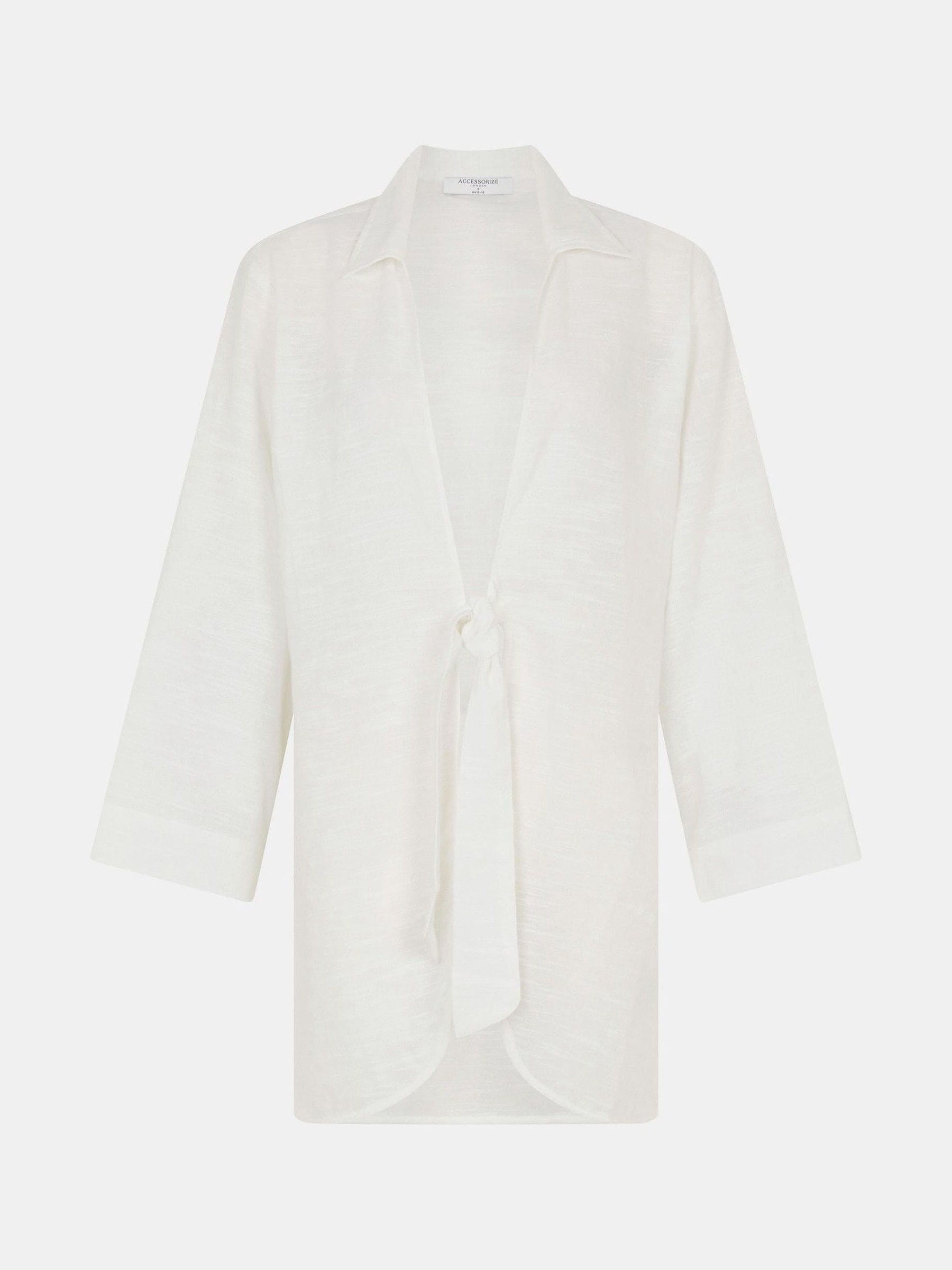 Accessorize Naisten Valkoinen Tie Front Cotton Beach Shirt