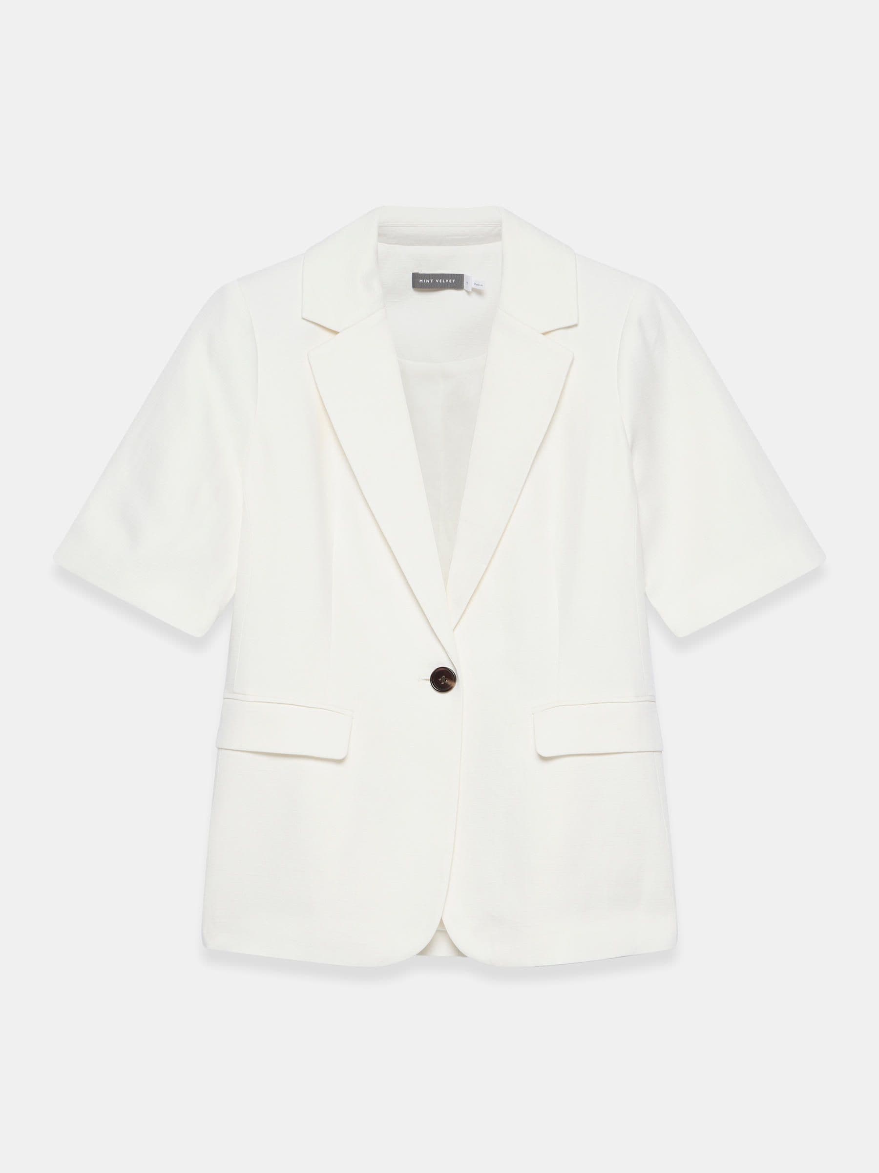 Mint Velvet Linen Blend Short Sleeve Blazer