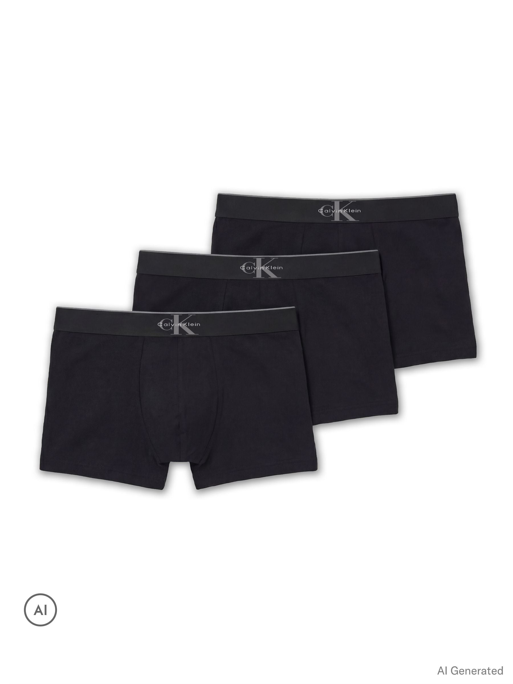 Calvin Klein Uomo Nero Graphic Monogram Cotton Stretch Trunks 3 Pack - Immagine 1