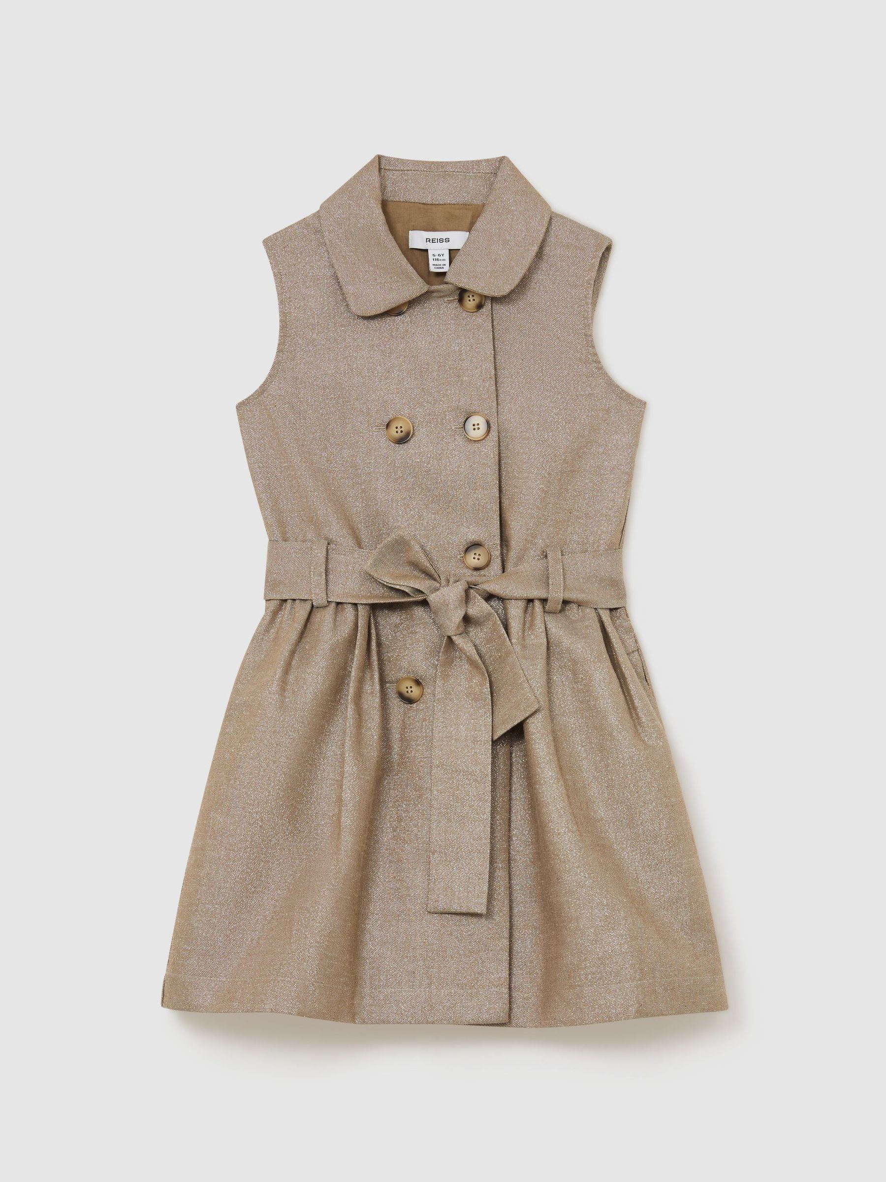 Reiss Unisex Niño Bronce Diana 13-14 Yrs Cotton-Blend Metallic-Weave Shirt Dress