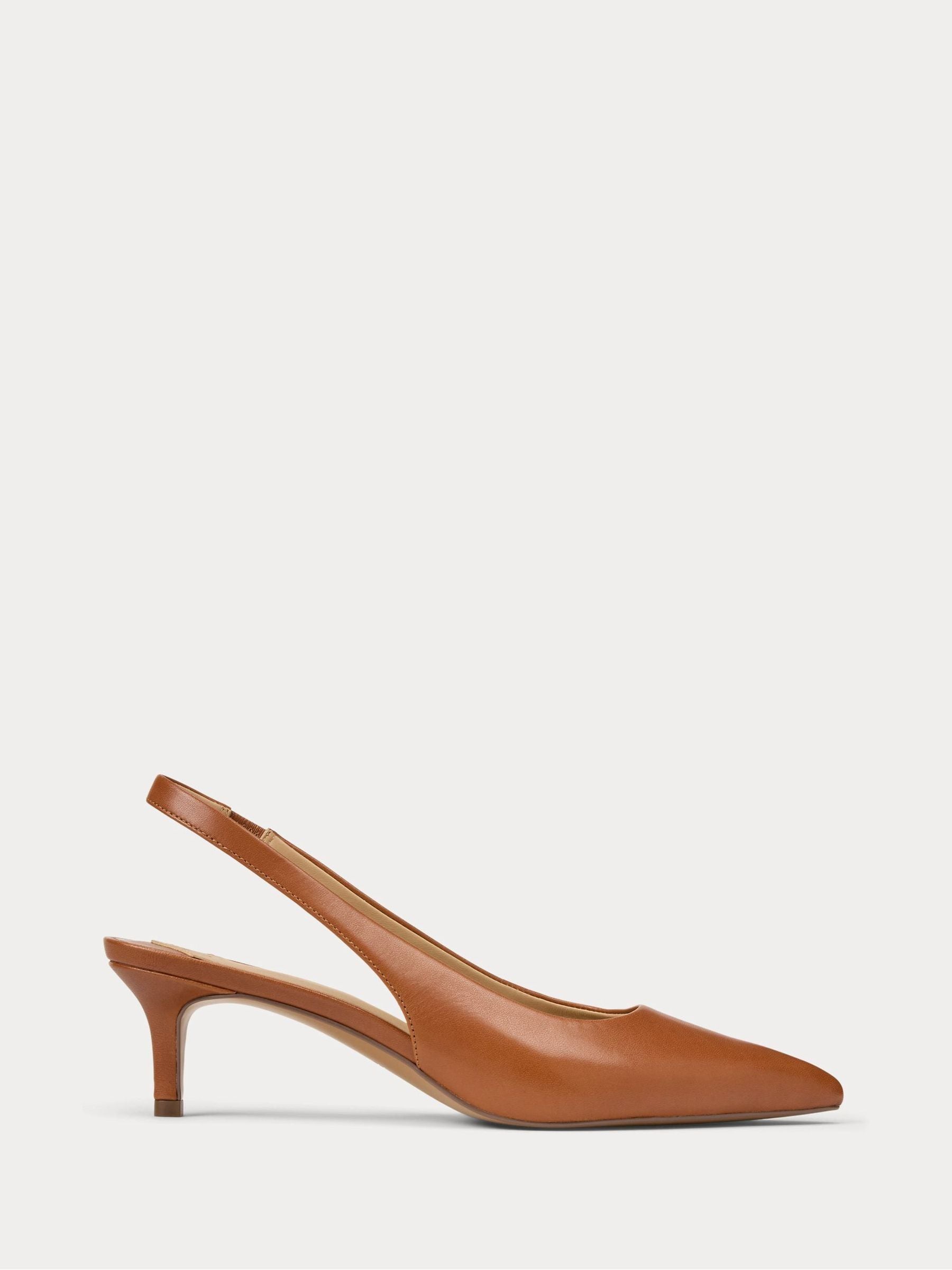 Lauren Ralph Lauren Kvinno Tan Brown Lolah Ii Leather Slingback Pumps