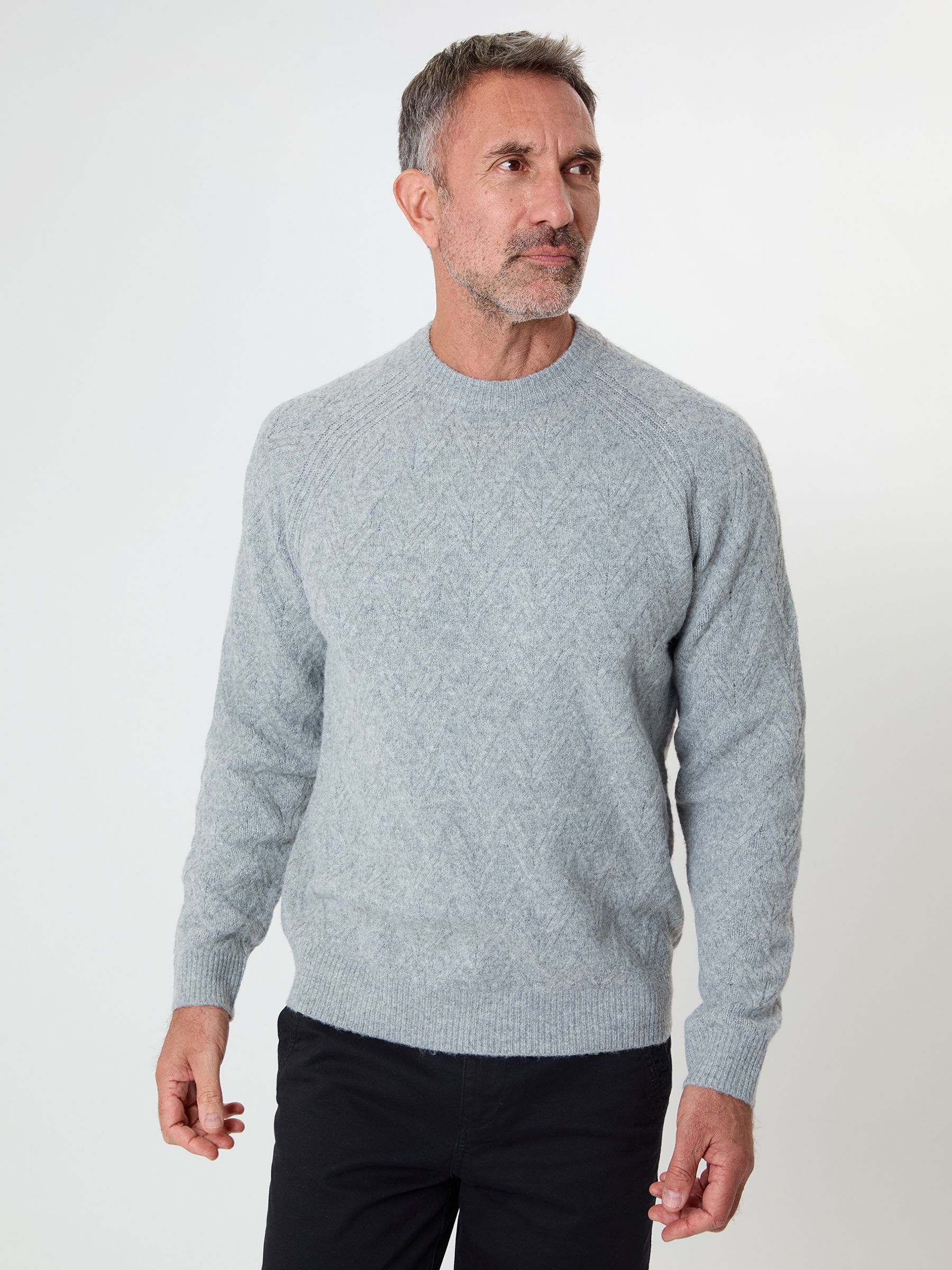 Saltwell - Men's Jumper - Crew Neck - Textured Knit - Grey