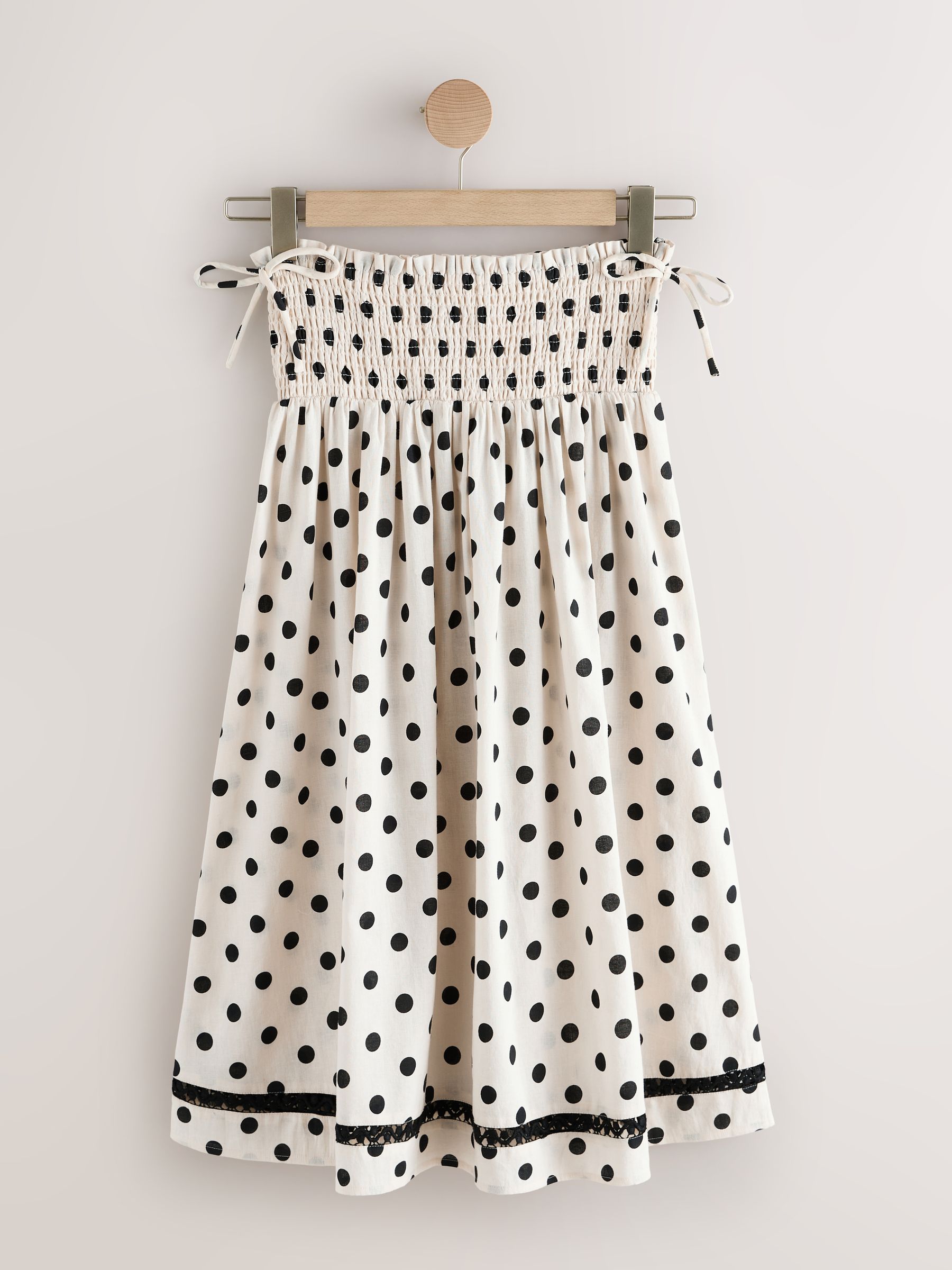 Next - Skirt - Midi - Size 34 - Cream/Black Spot