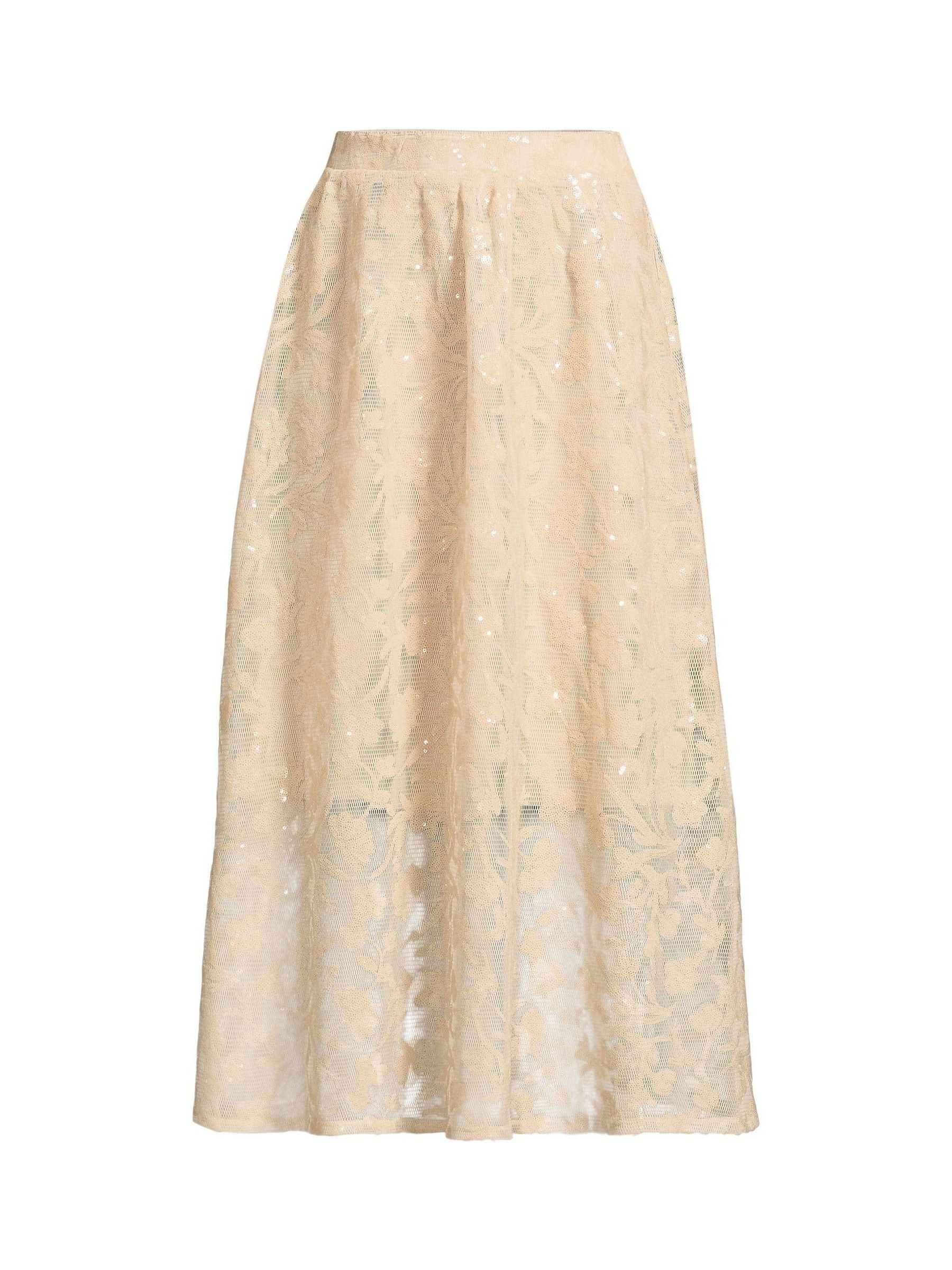 Lands' End - Jupe mi-longue - Taille M - Crème - Coton