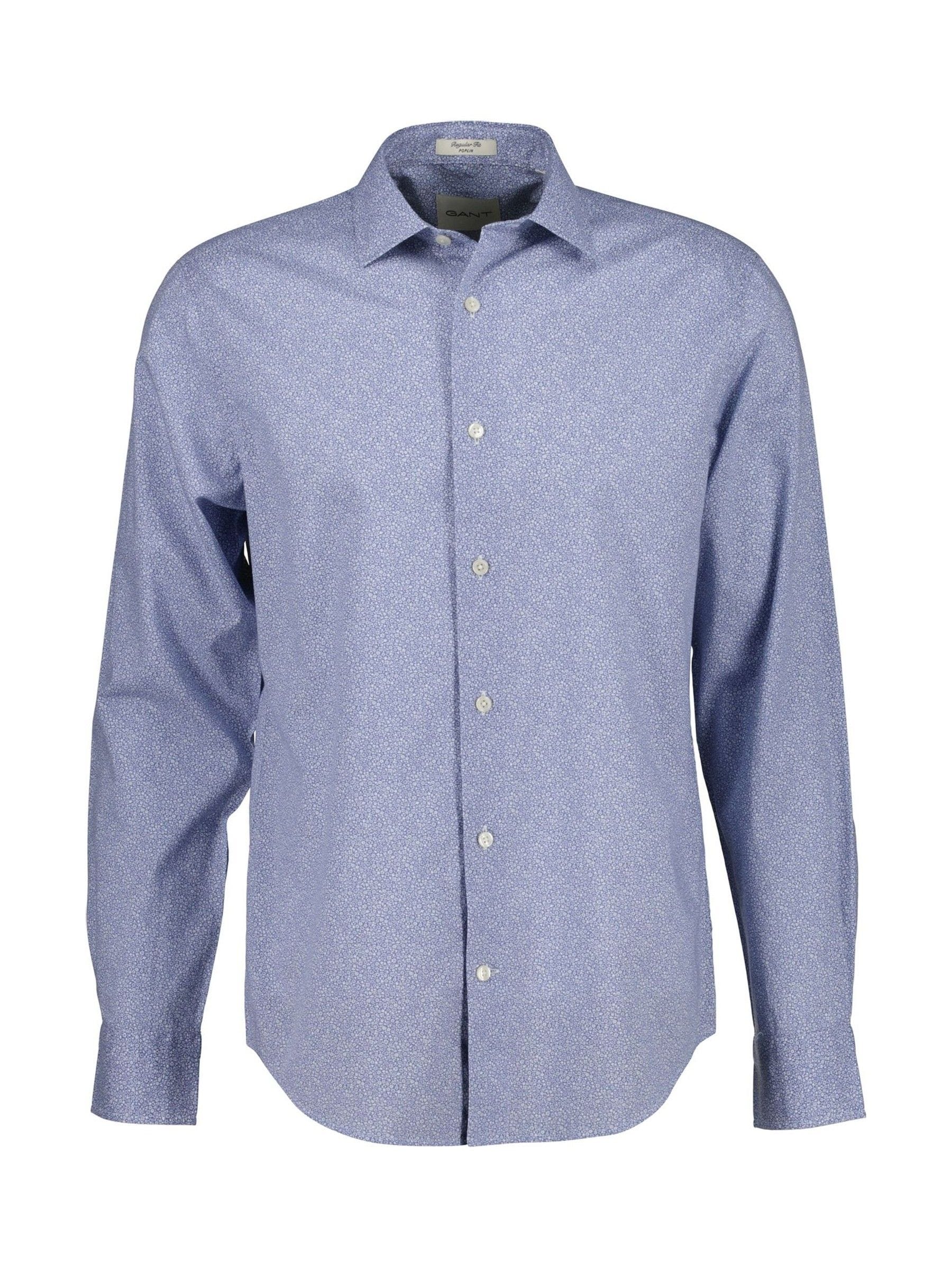 Gant Miesten Sininen Kokokuvioinen Poplin-Paita