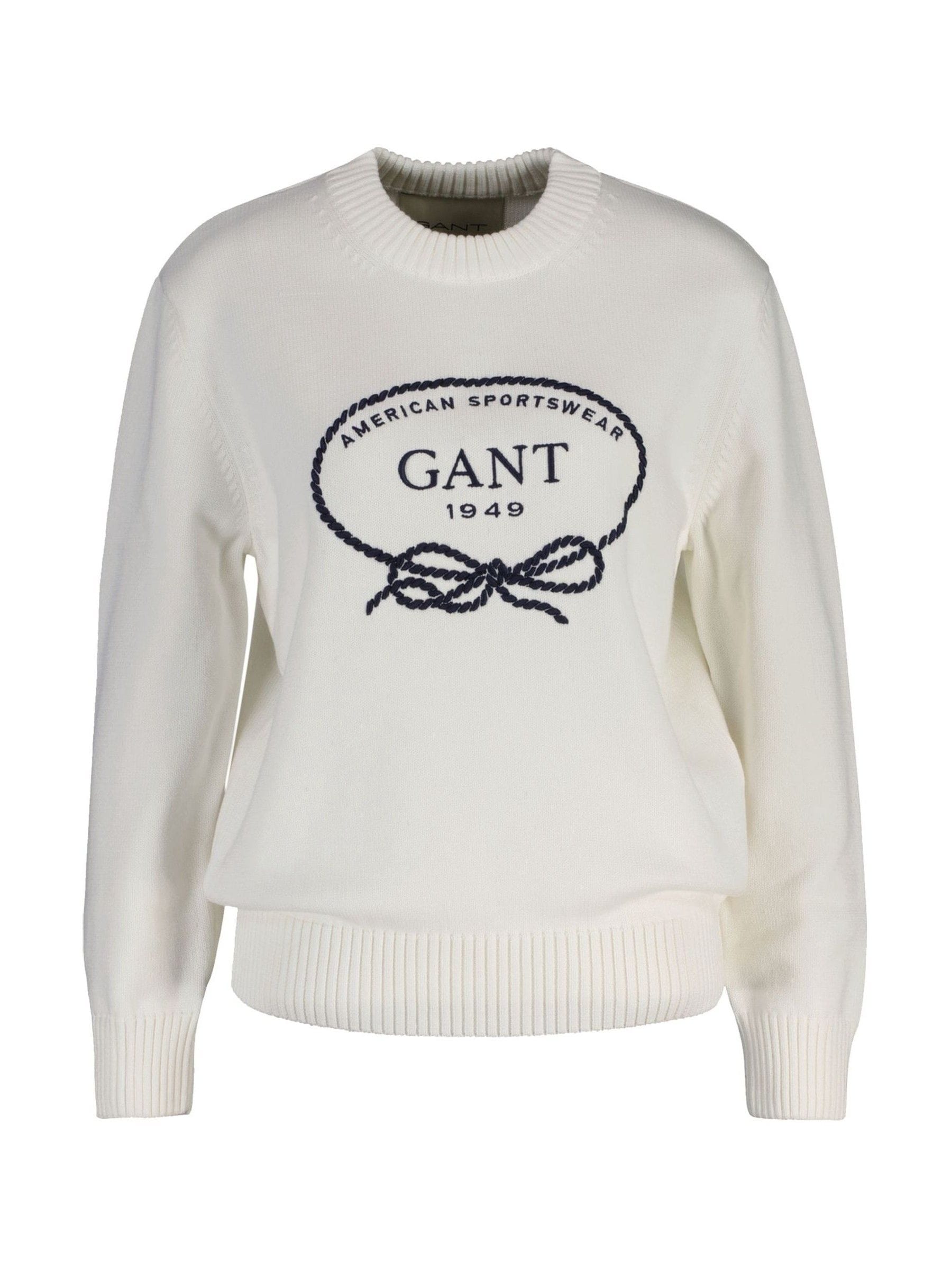 Gant Cream Graphic Logo Knit Jumper