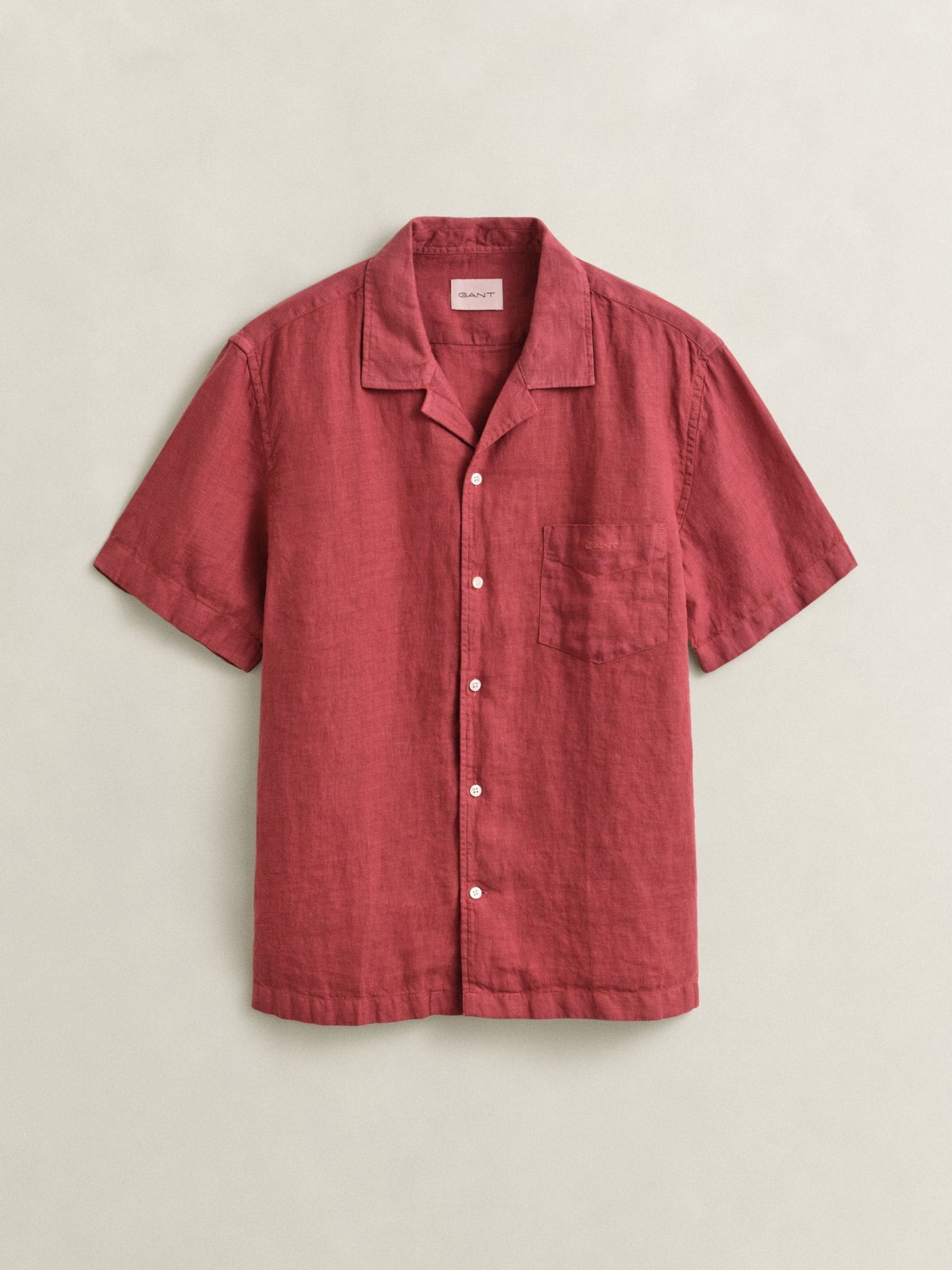 Gant Miesten Punainen Garment Dyed Linen Pocket Shirt