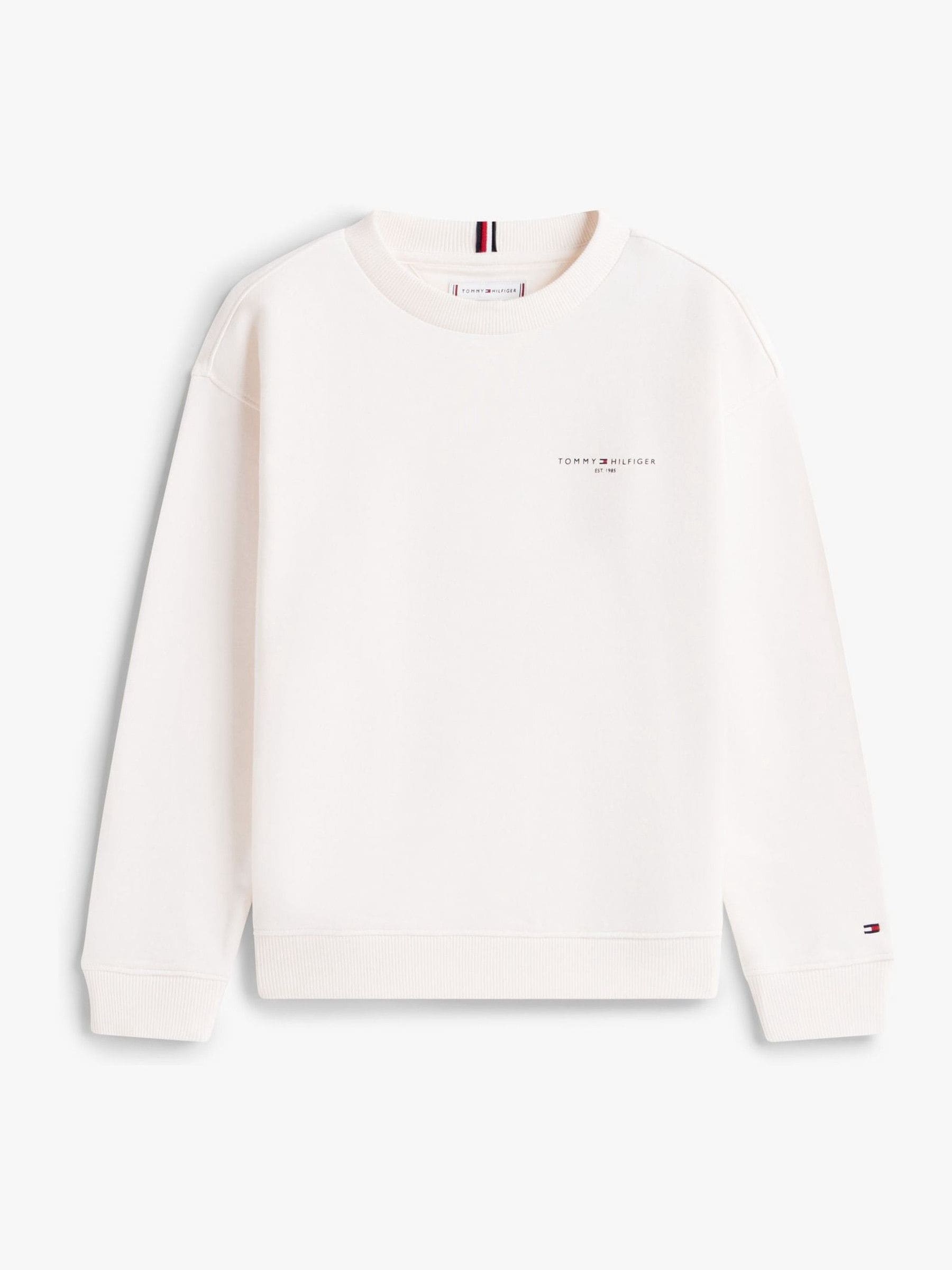 Tommy Hilfiger White Brushed Fleece Logo Sweatshirt