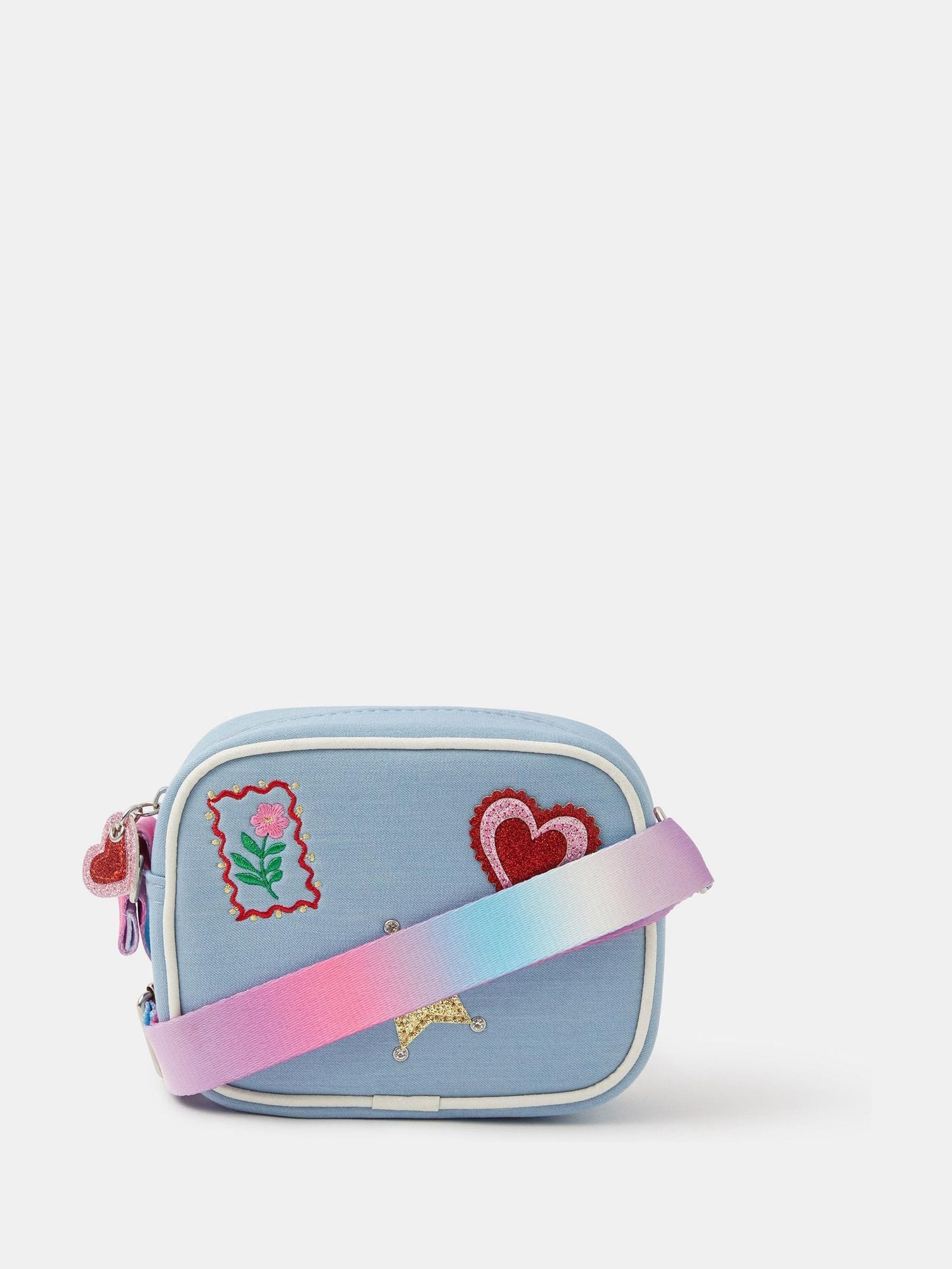 Angels By Accessorize Blue Girls Embroidered Prairie Crossbody Bag