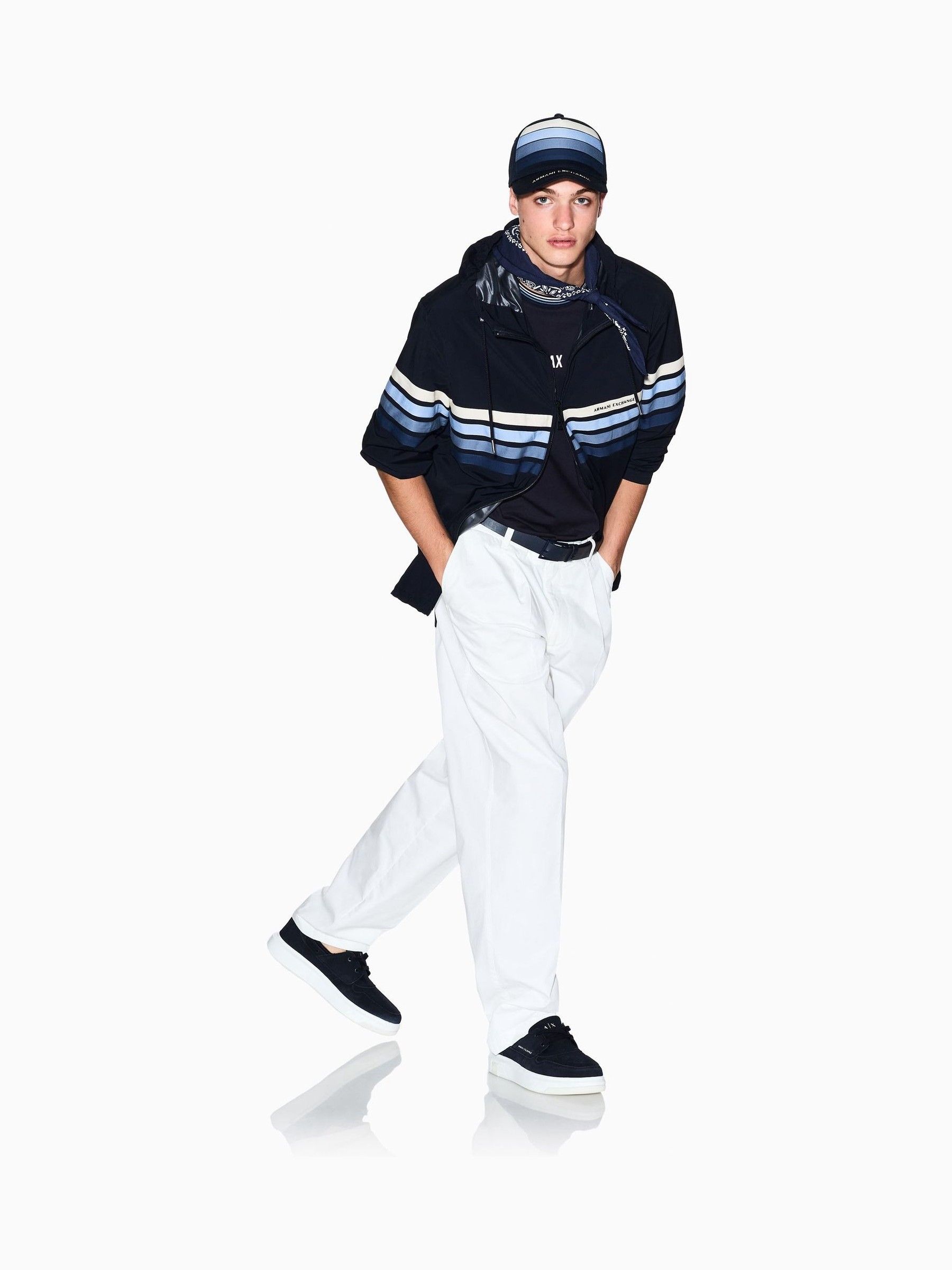 Next - Armani Exchange Blue Regular Fit Tipped Jacket