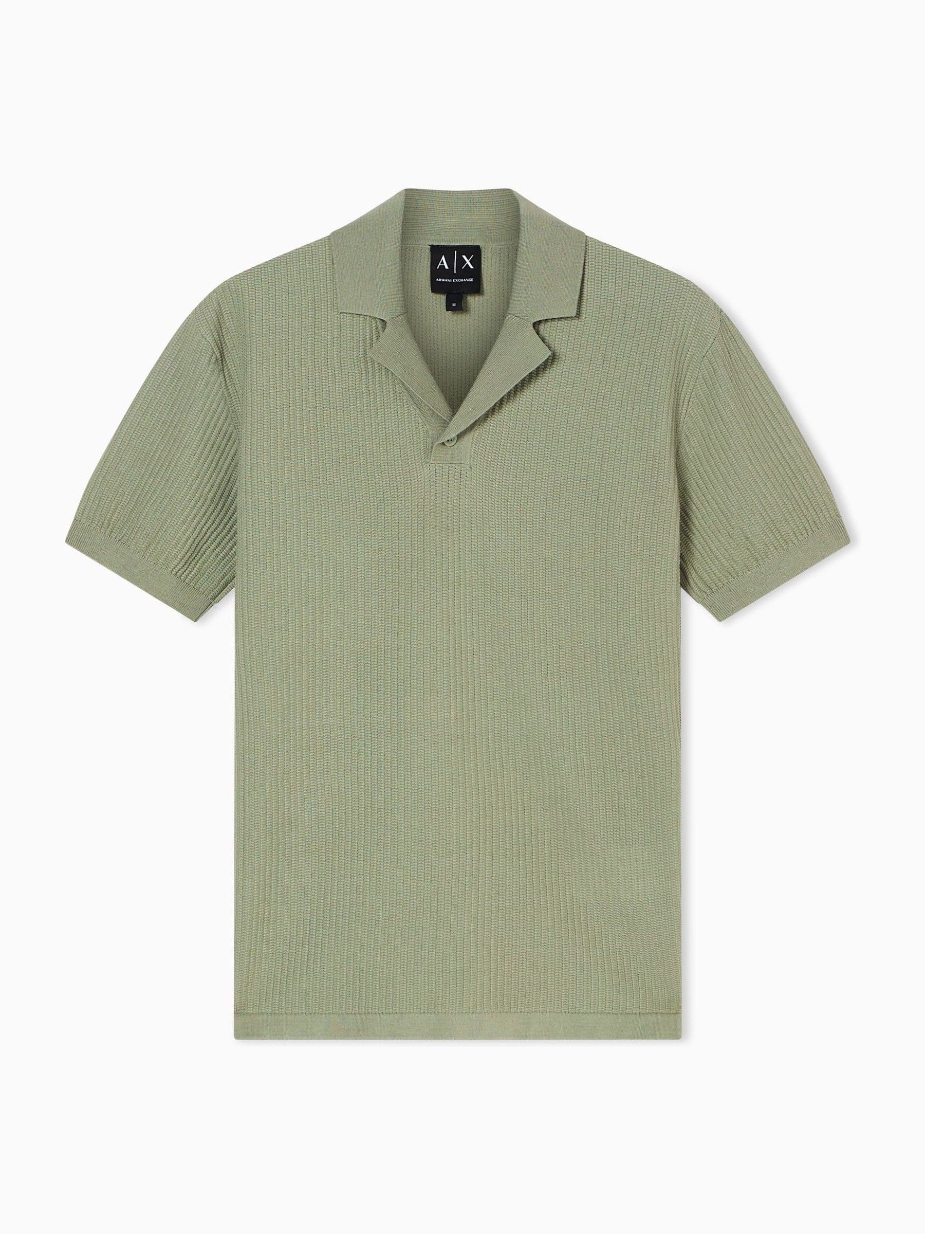 Armani Exchange Herr Grön Smal Passform Stickad Pikétröja