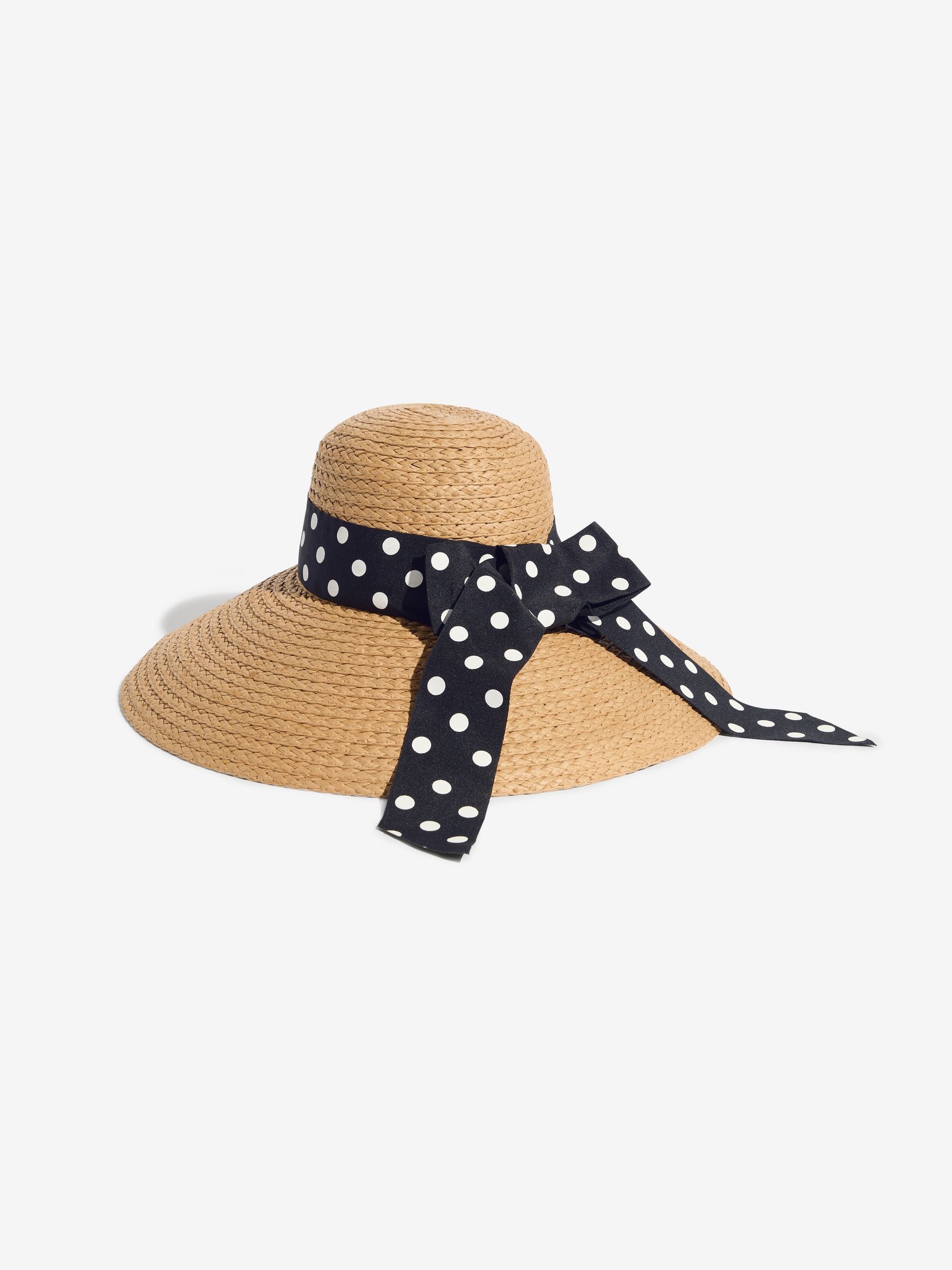 Next - Lipsy Natural Polka Dot Straw Dome Bow Hat