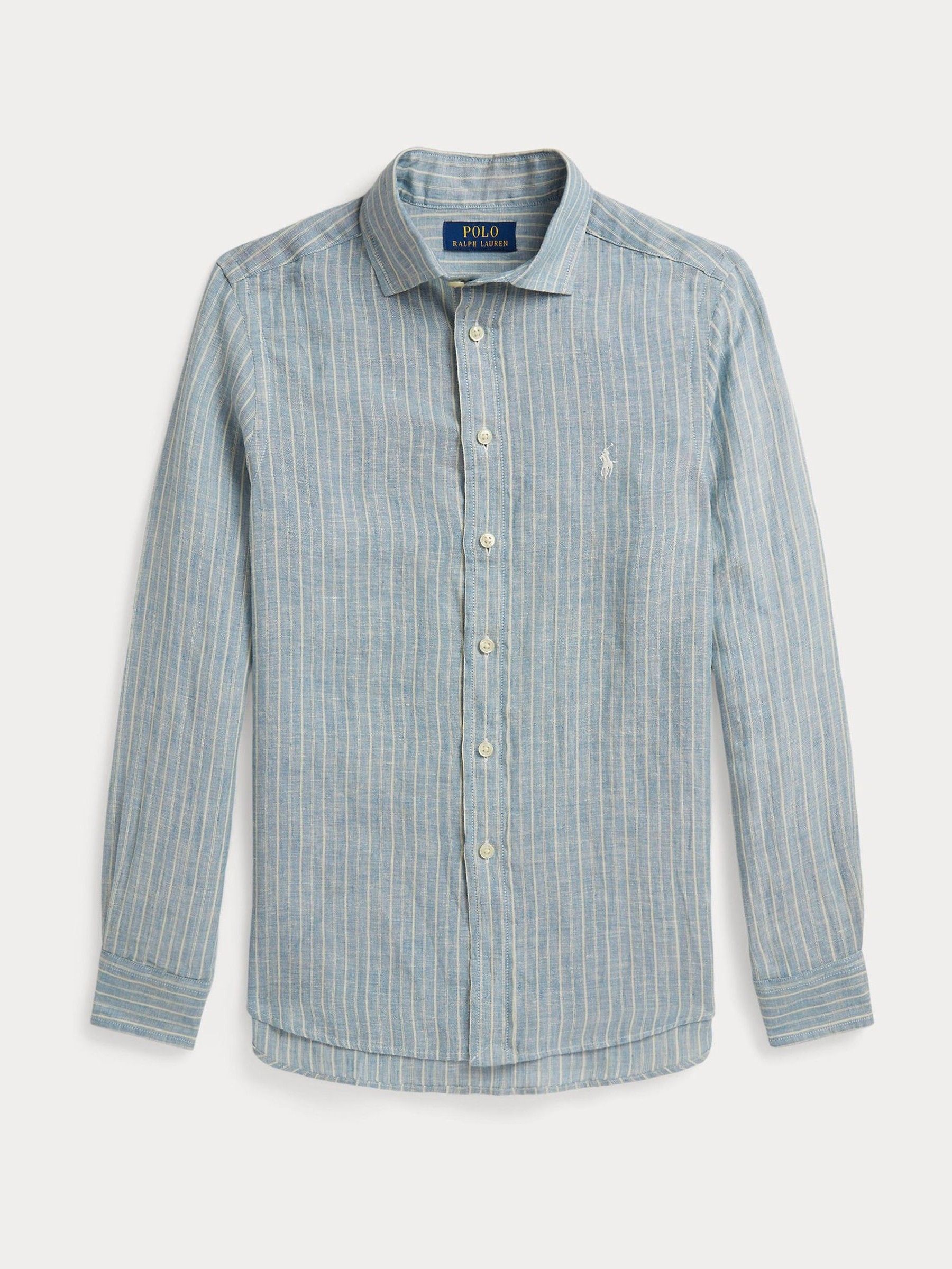 Polo Ralph Lauren Ragazzo Blu A Righe - Camicia In Lino