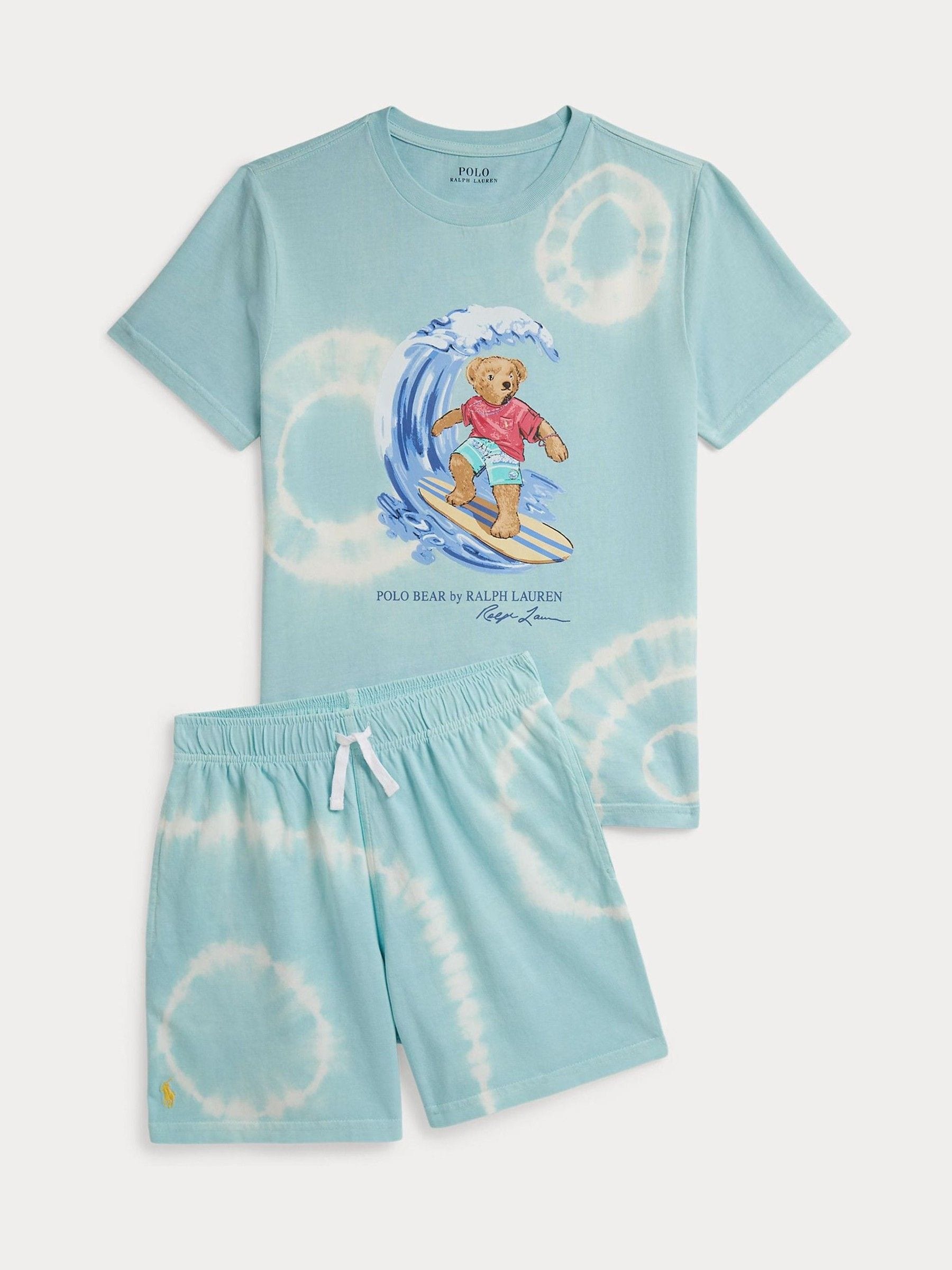 Polo Ralph Lauren Blue Tie Dye Surfer Polo Bear Graphic T-Shirt