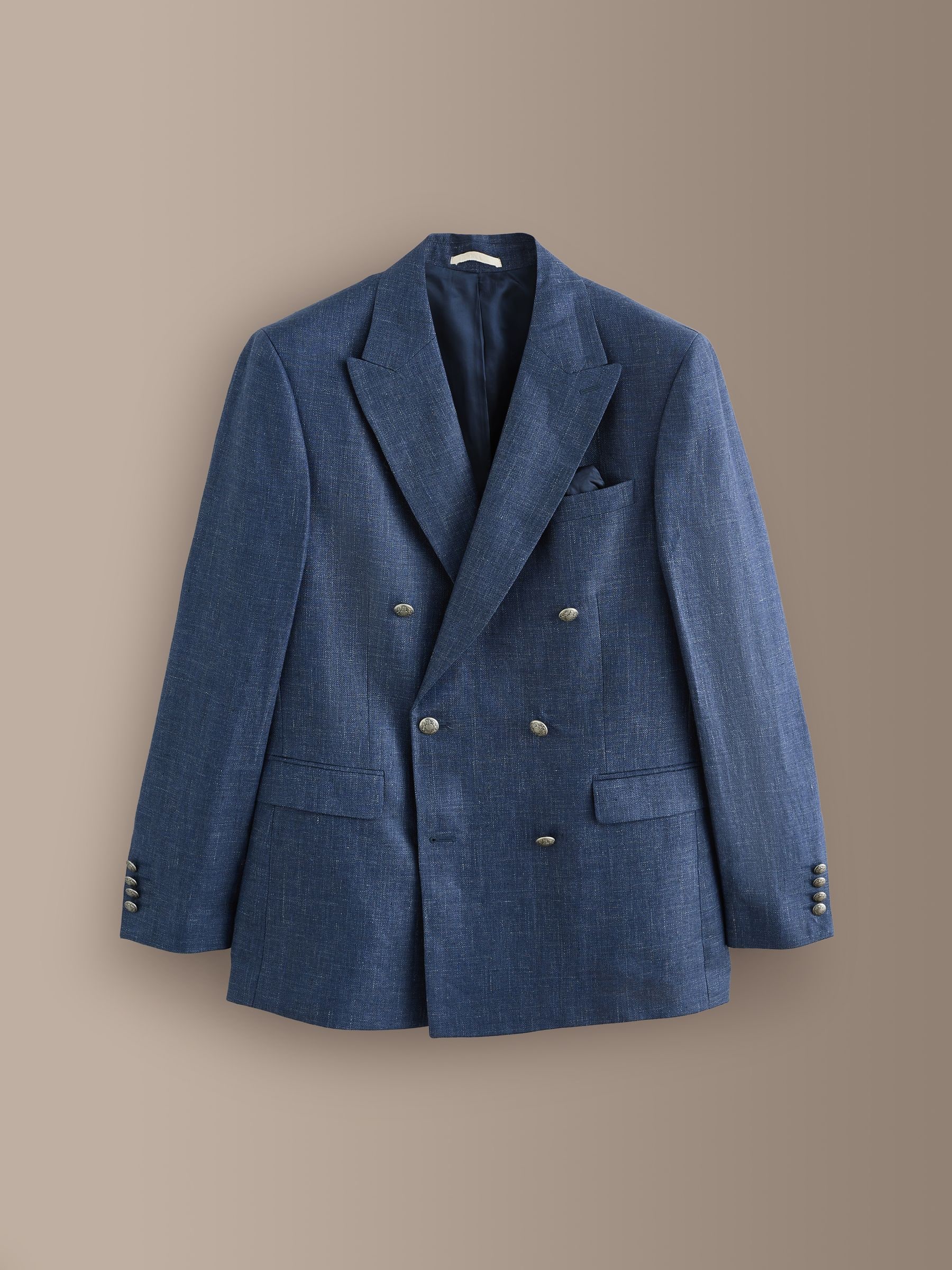 Next Signature 100% Linen Textured Double Breasted Blazer