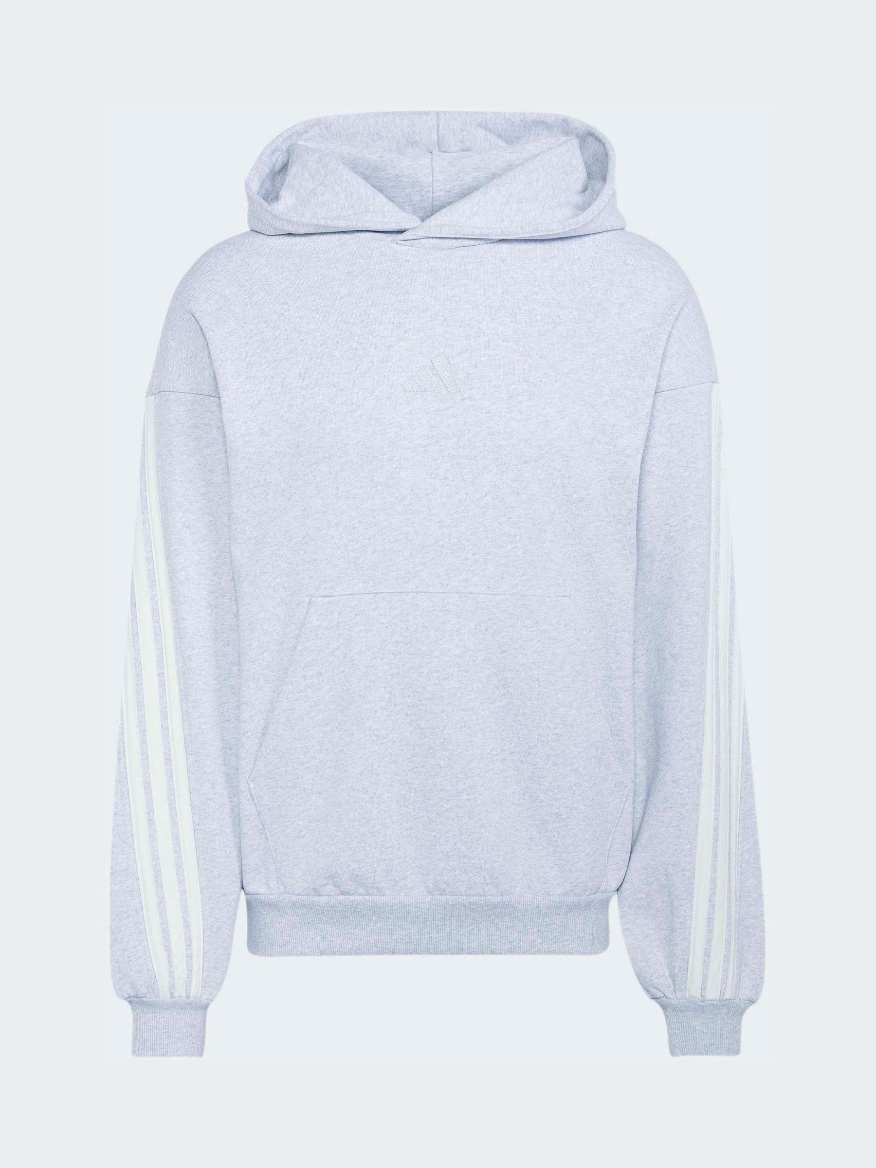 Adidas Gris Felpa Con Cappuccio 3-Stripes - Immagine 2