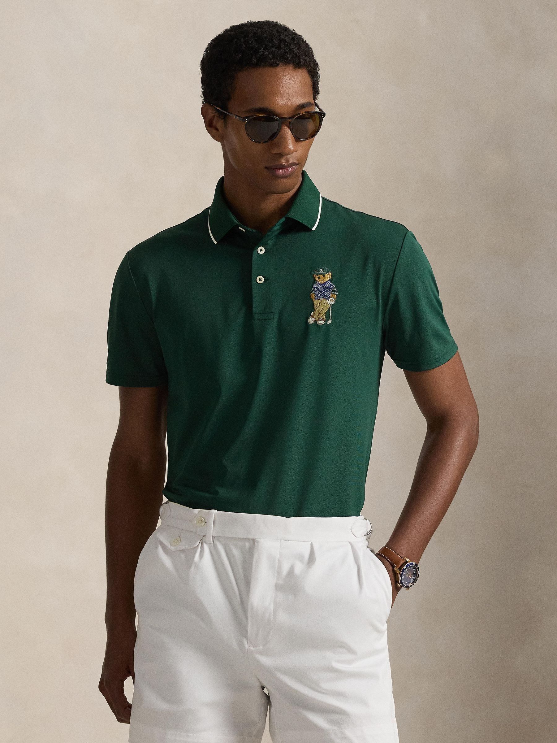 Ralph Lauren Miesten Vihreä Rlx Airtech Pique Bear -Poolopaita