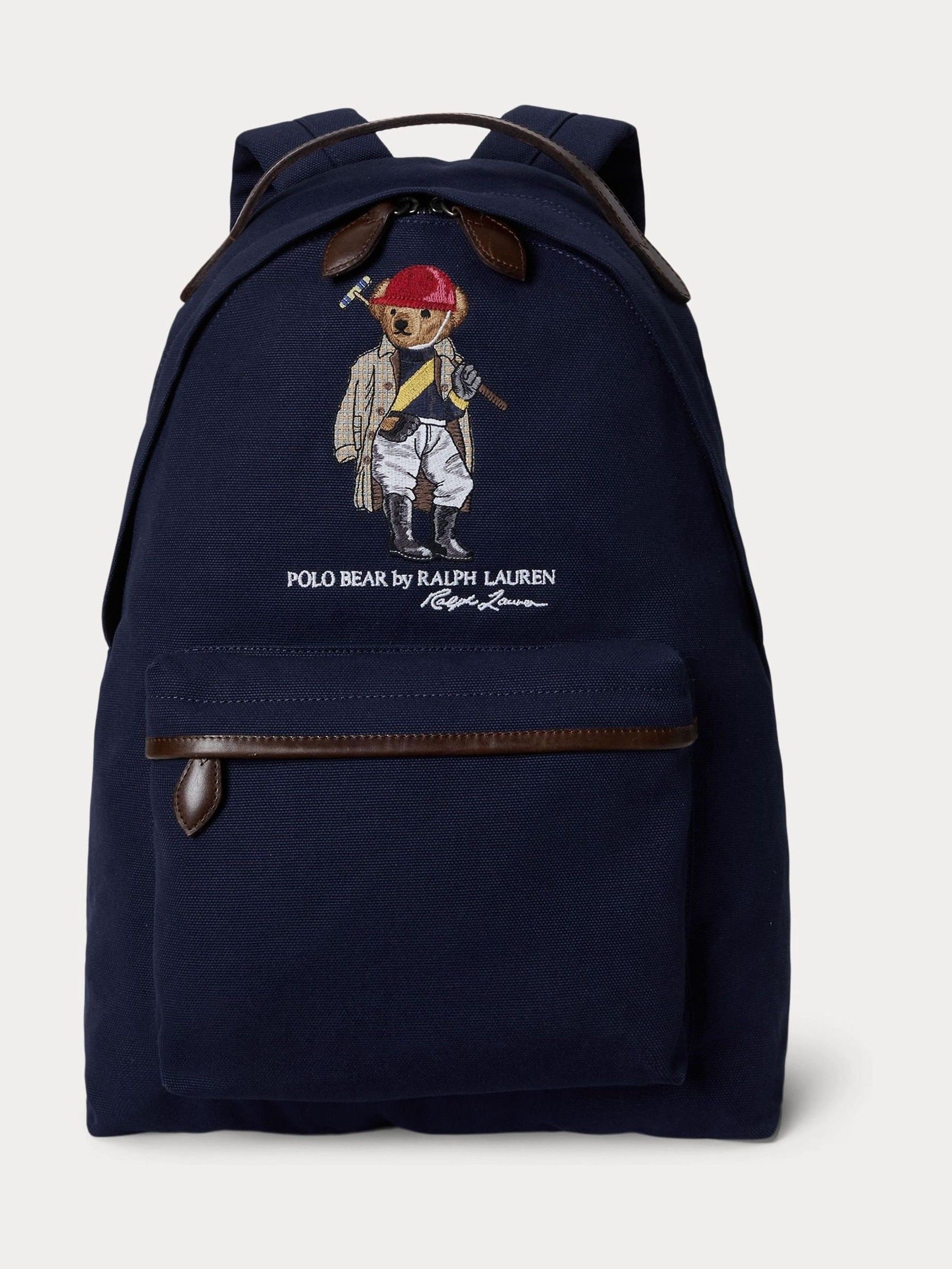 Polo Ralph Lauren Blue Bear Canvas/Leather Large Backpack