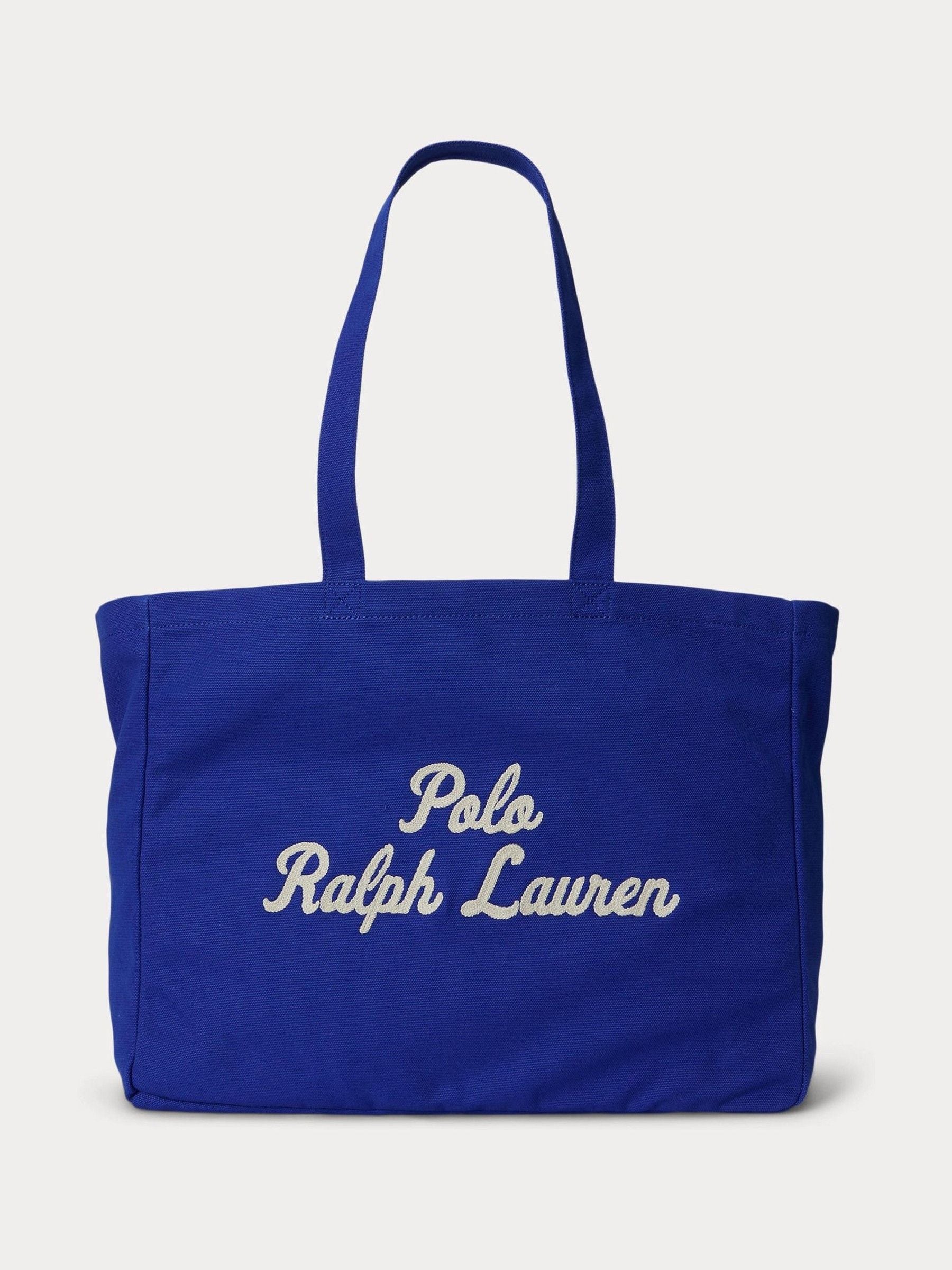 Polo Ralph Lauren Blue Embroidered Canvas Tote Bag