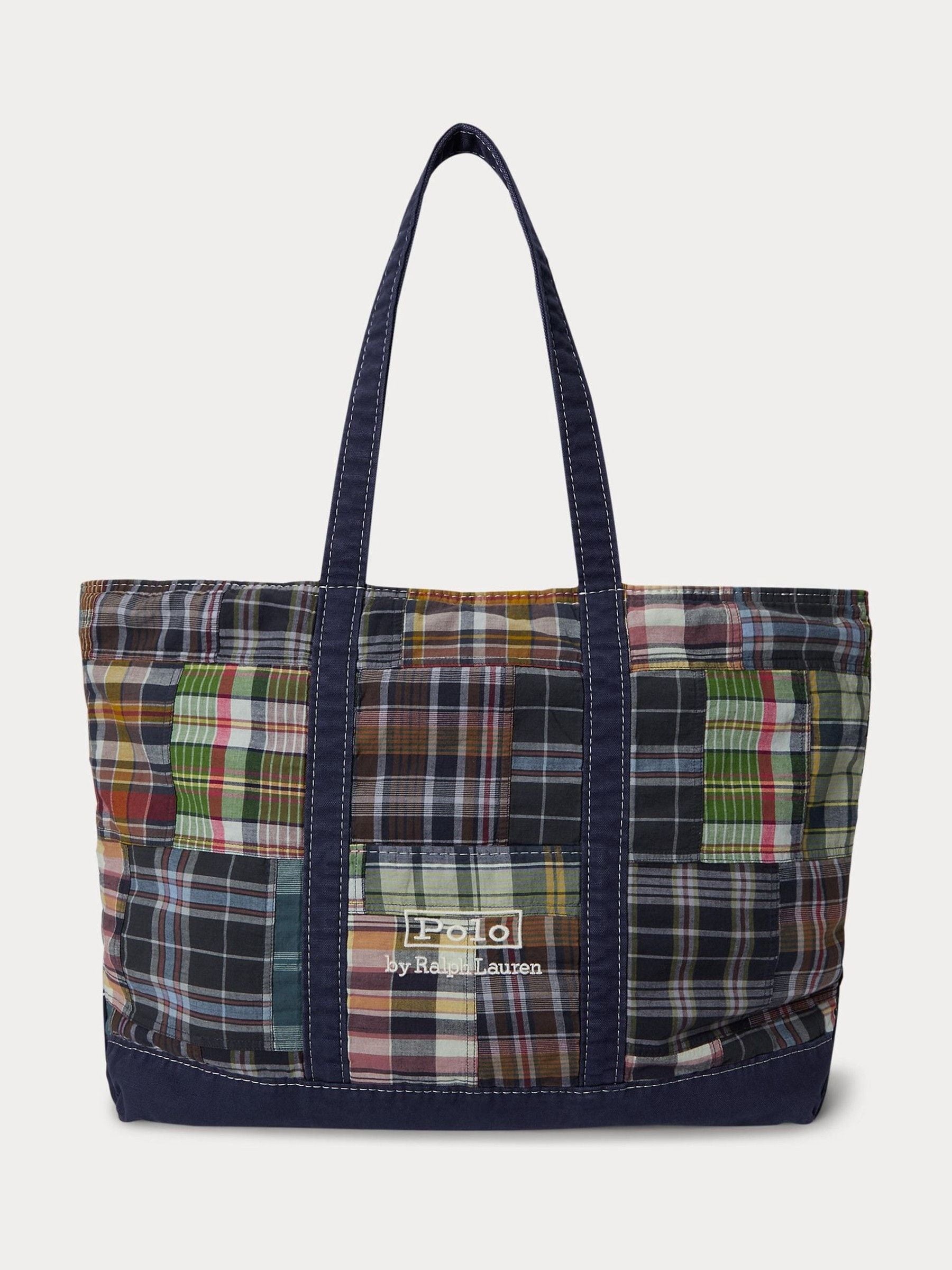Polo Ralph Lauren Blue Madras Canvas Large Tote Bag