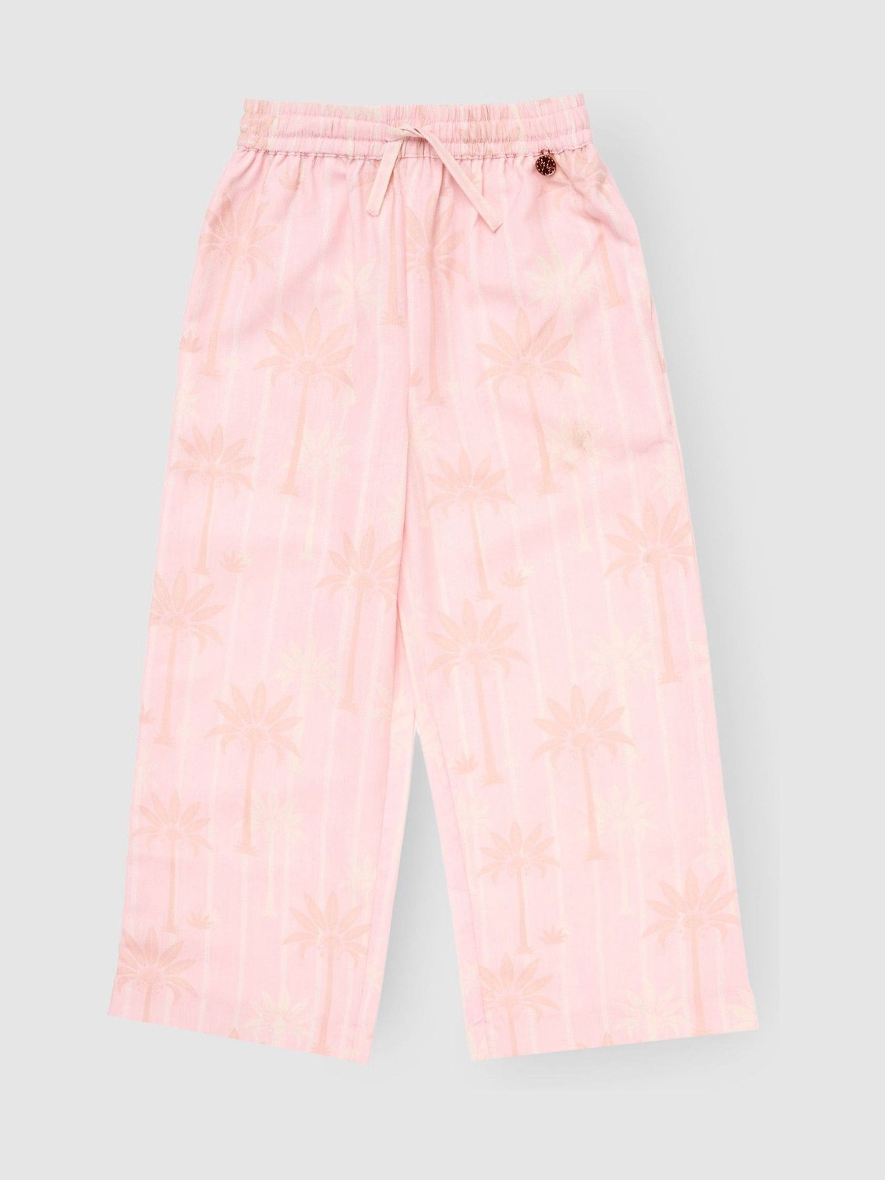 Angel & Rocket Pink Sarah Palm Print Tie Waist Trousers