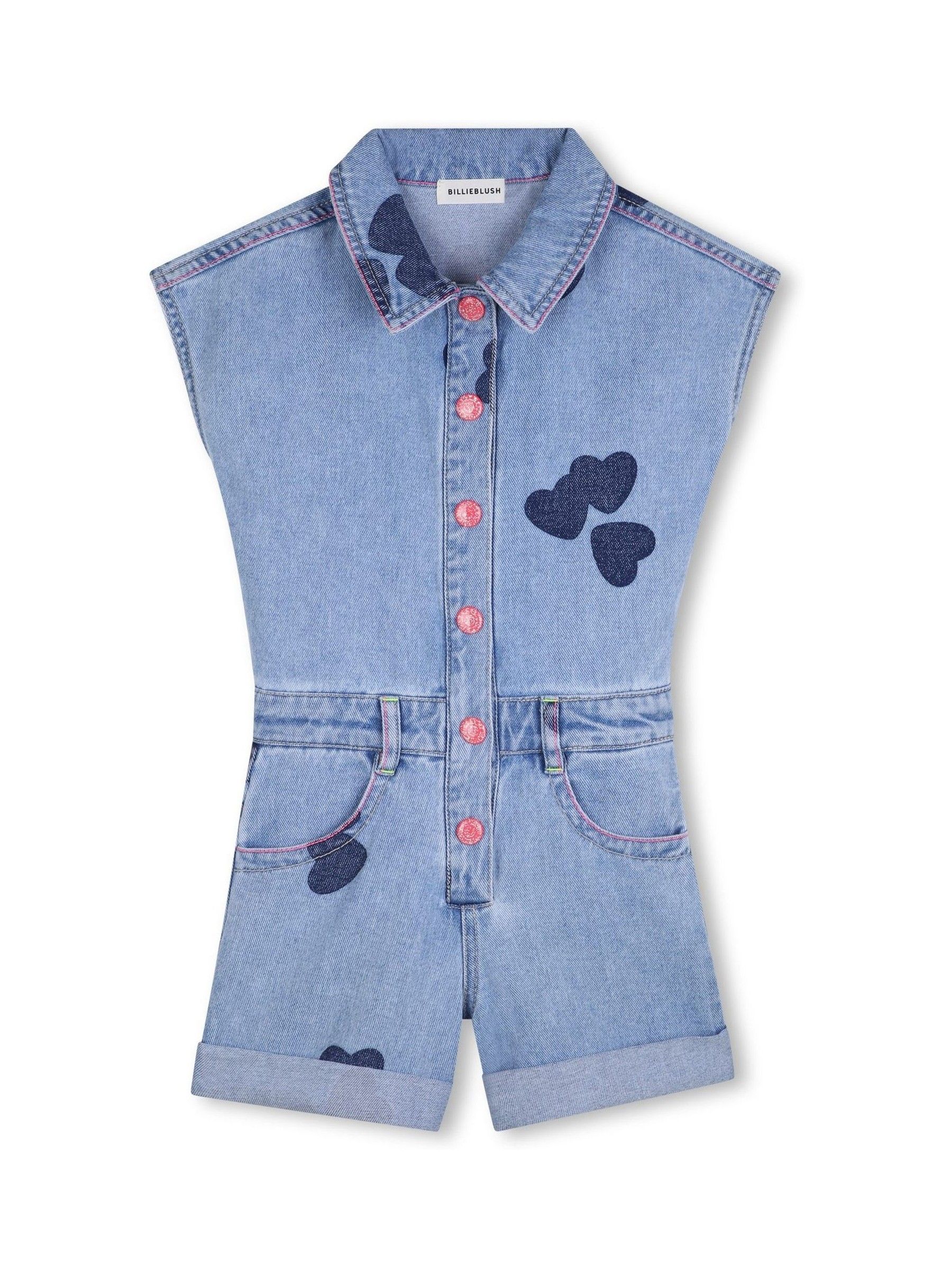 Billieblush - Tutina Denim Stampa Cuori