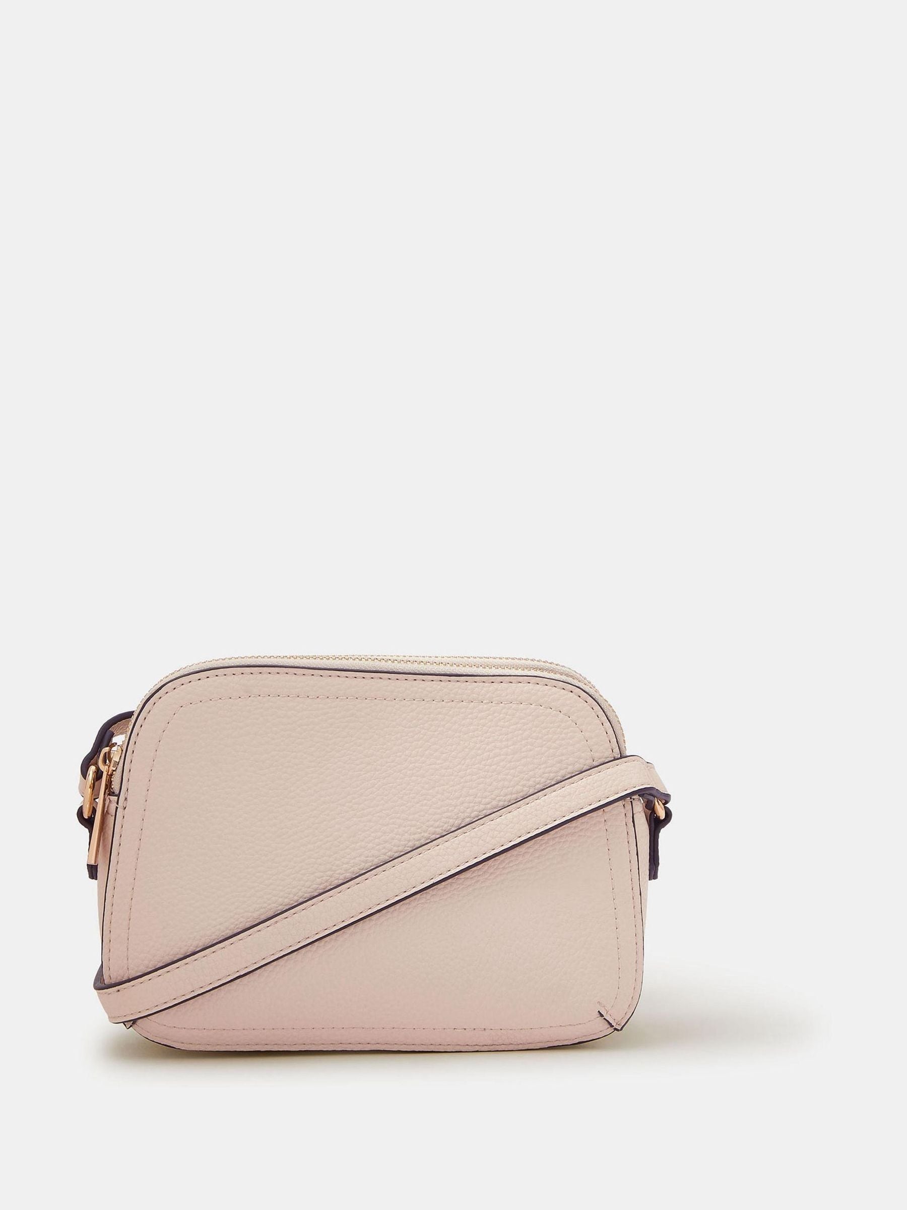 Accessorize Gold Cream Double Zip Cross-Body Bag