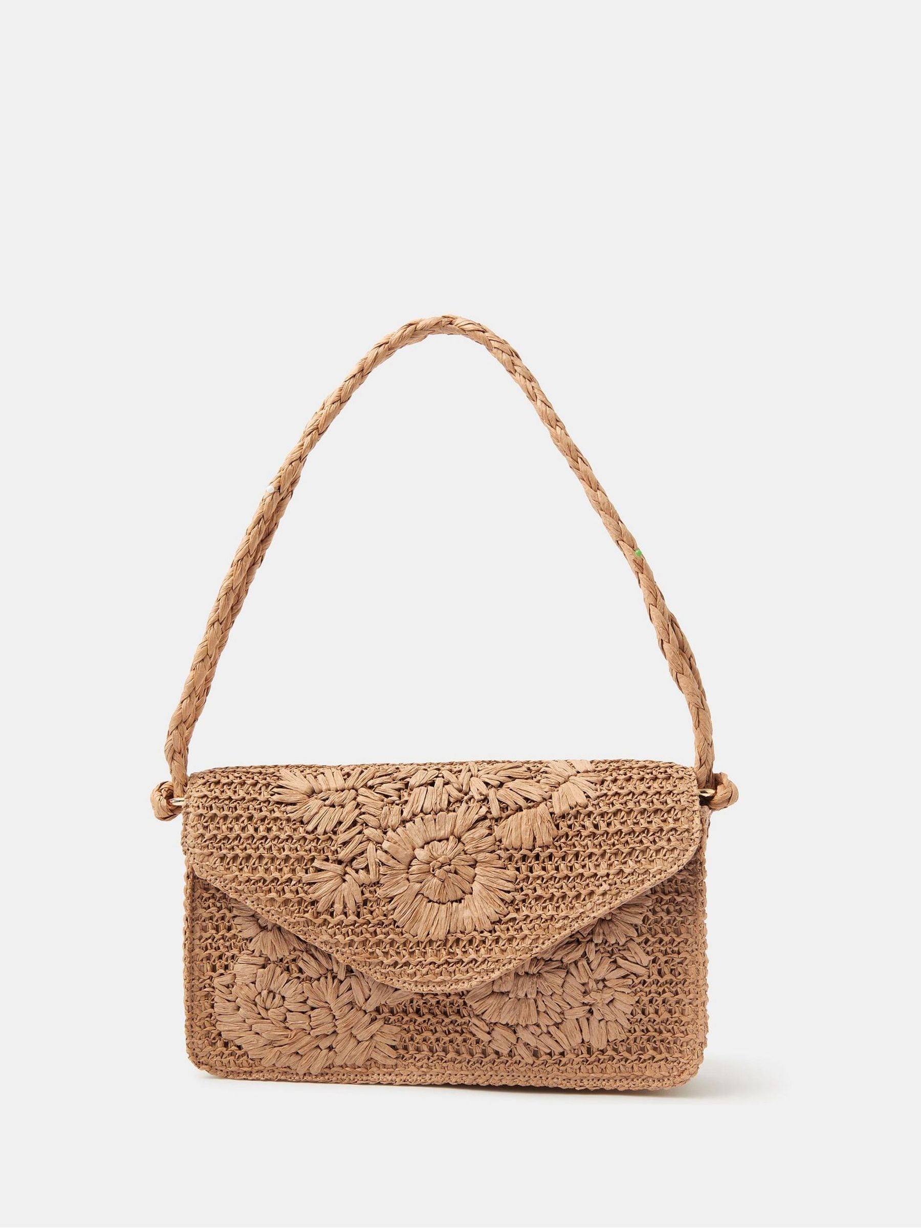 Accessorize Natural Floral Raffia Shoulder Bag