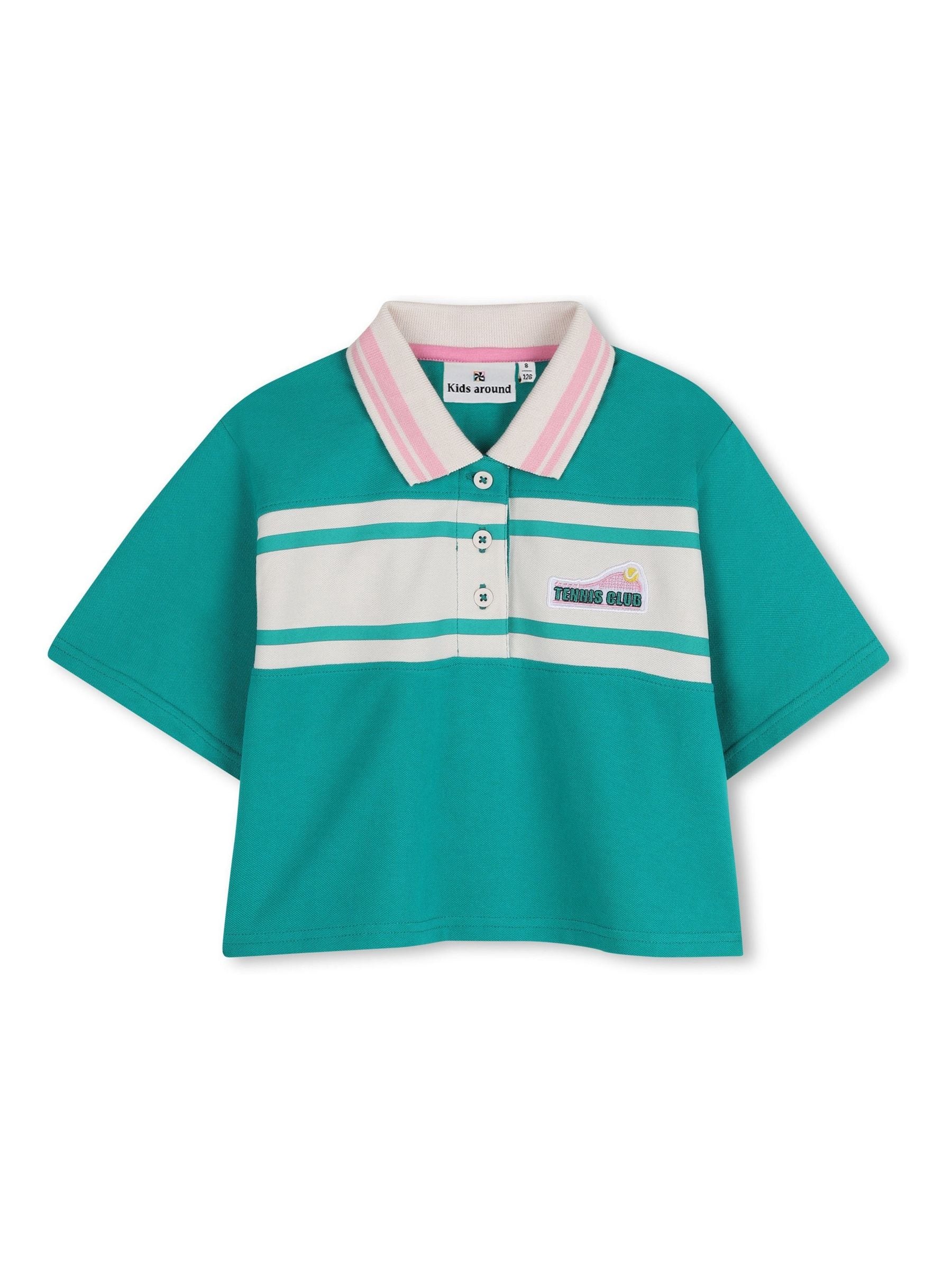 Kids Around Naisten Vihreä Tennis Clubin Lyhythihainen Pikeepaita, Jossa On Väriblokit