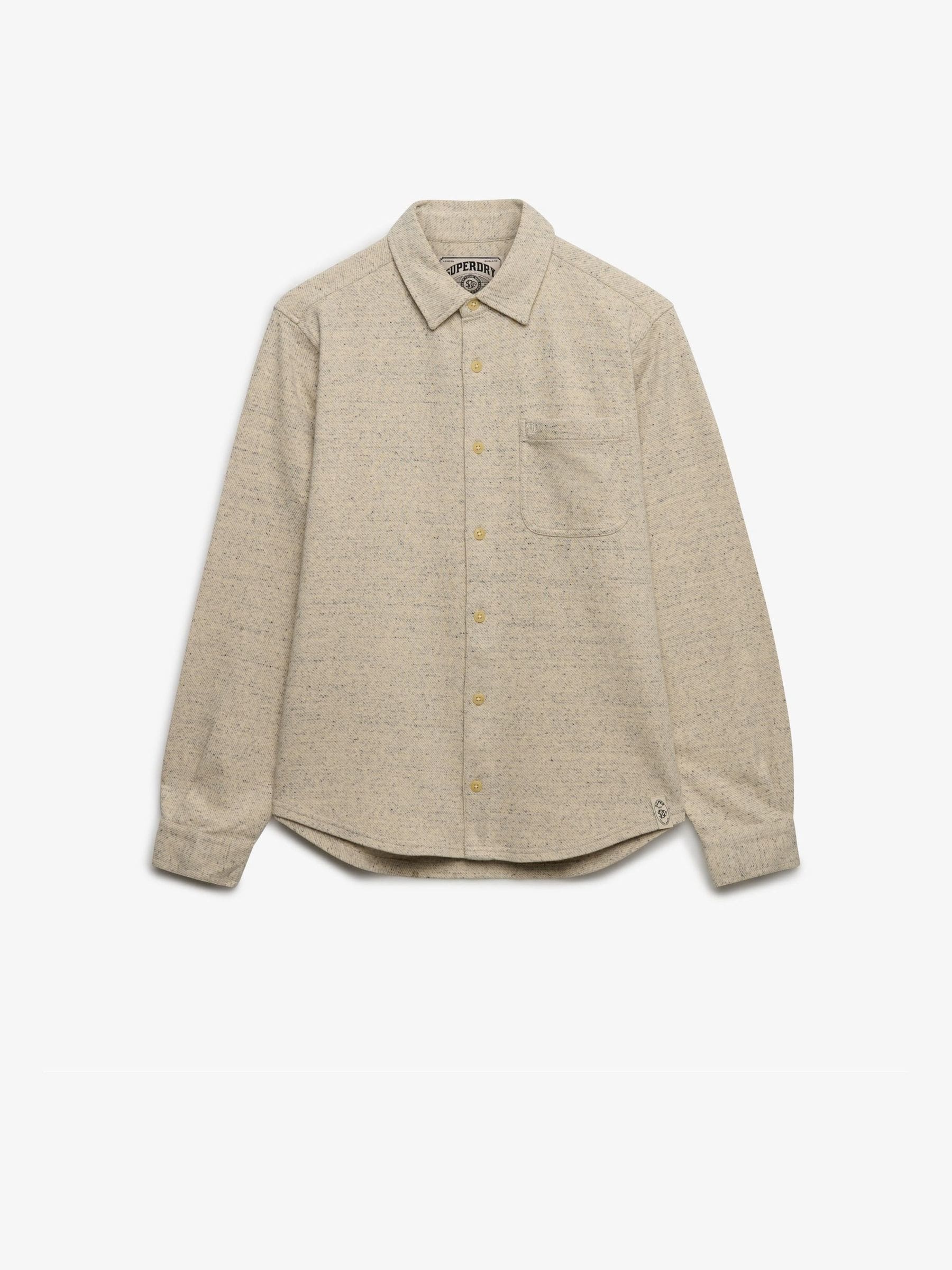 Superdry Uomo Beige Per M4011187a Camicia Twill Tweed (3Xl), Casual, Lana, Classico, Manica Lunga - Immagine 4