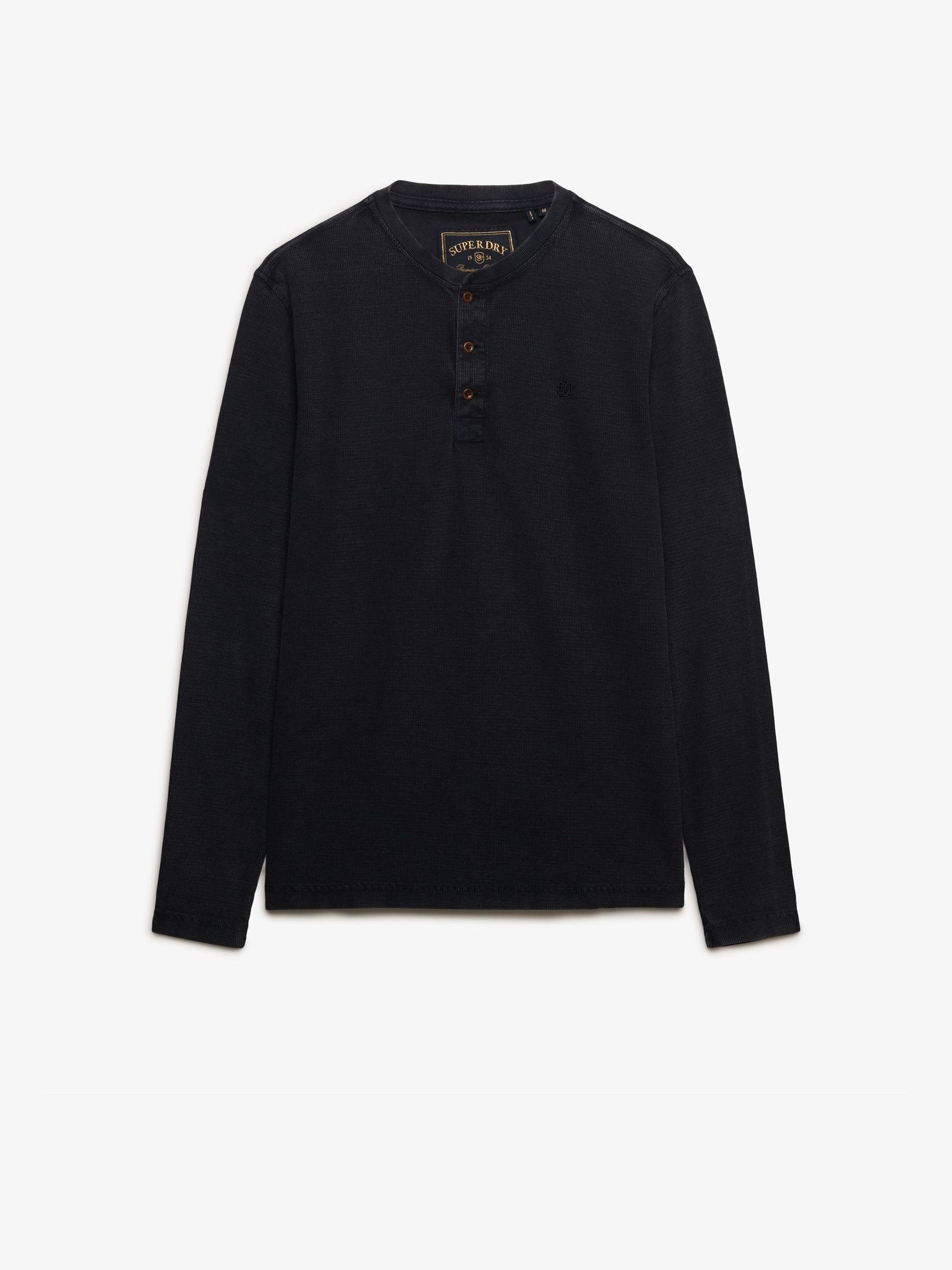 Superdry Blau Langärmeliges Henley-Shirt Mit Waffelstruktur - Bild 1
