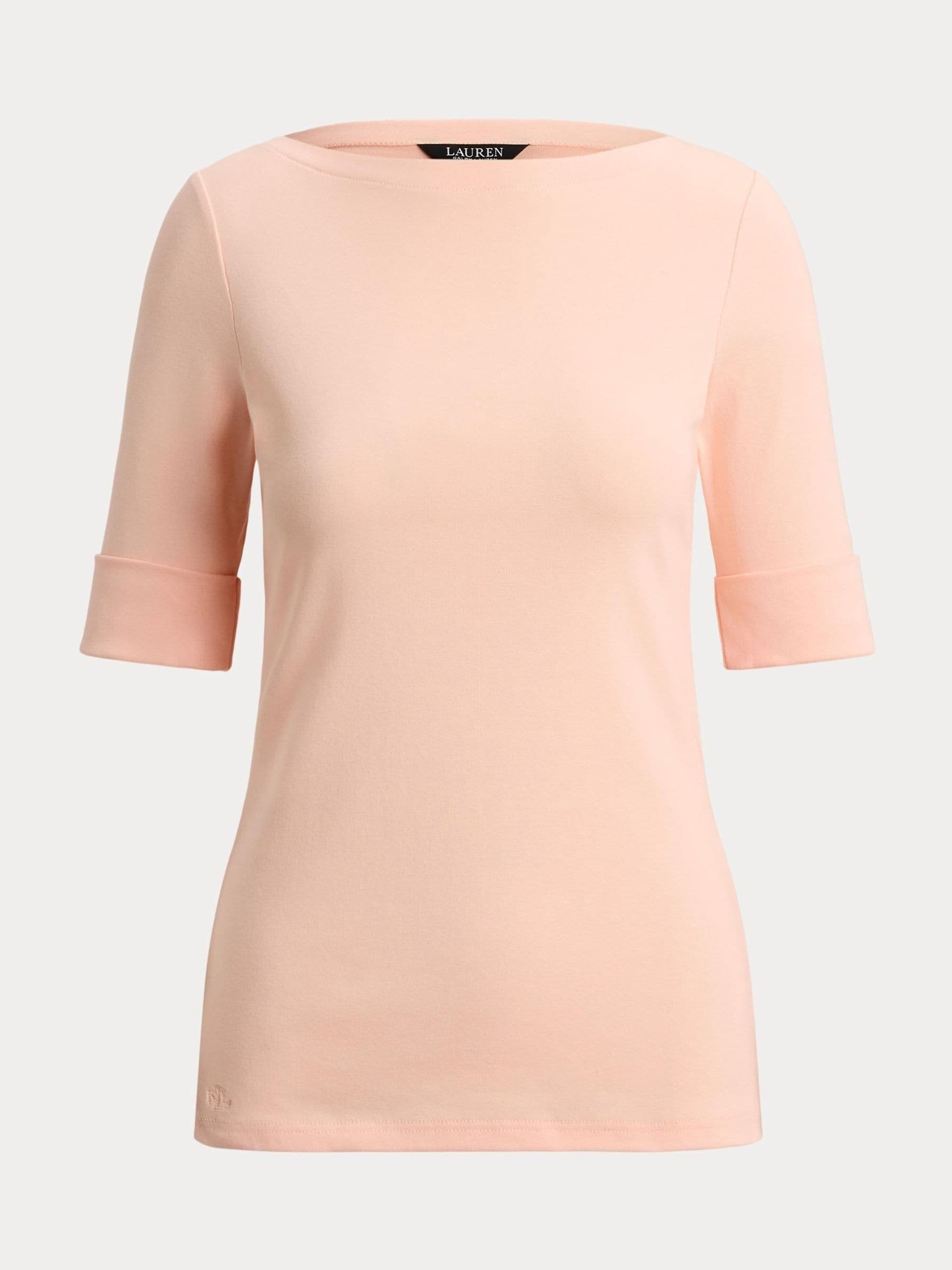 Lauren Ralph Lauren Orange Judy Stretch Cotton Boat Neck T-Shirt