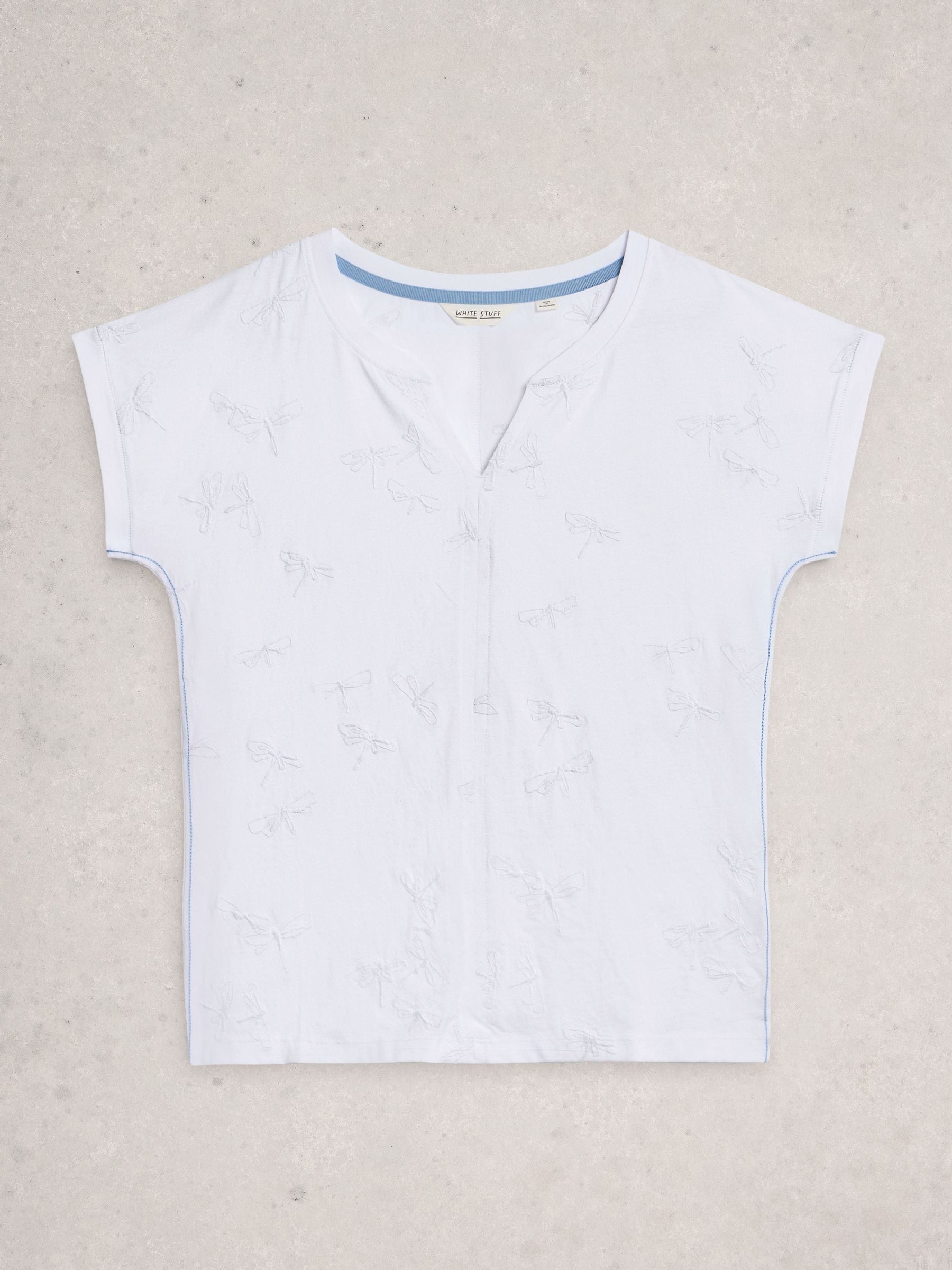 White Stuff Nelly T-Shirt Aus Baumwollmischung Mit Gekerbtem Ausschnitt - Bild 3