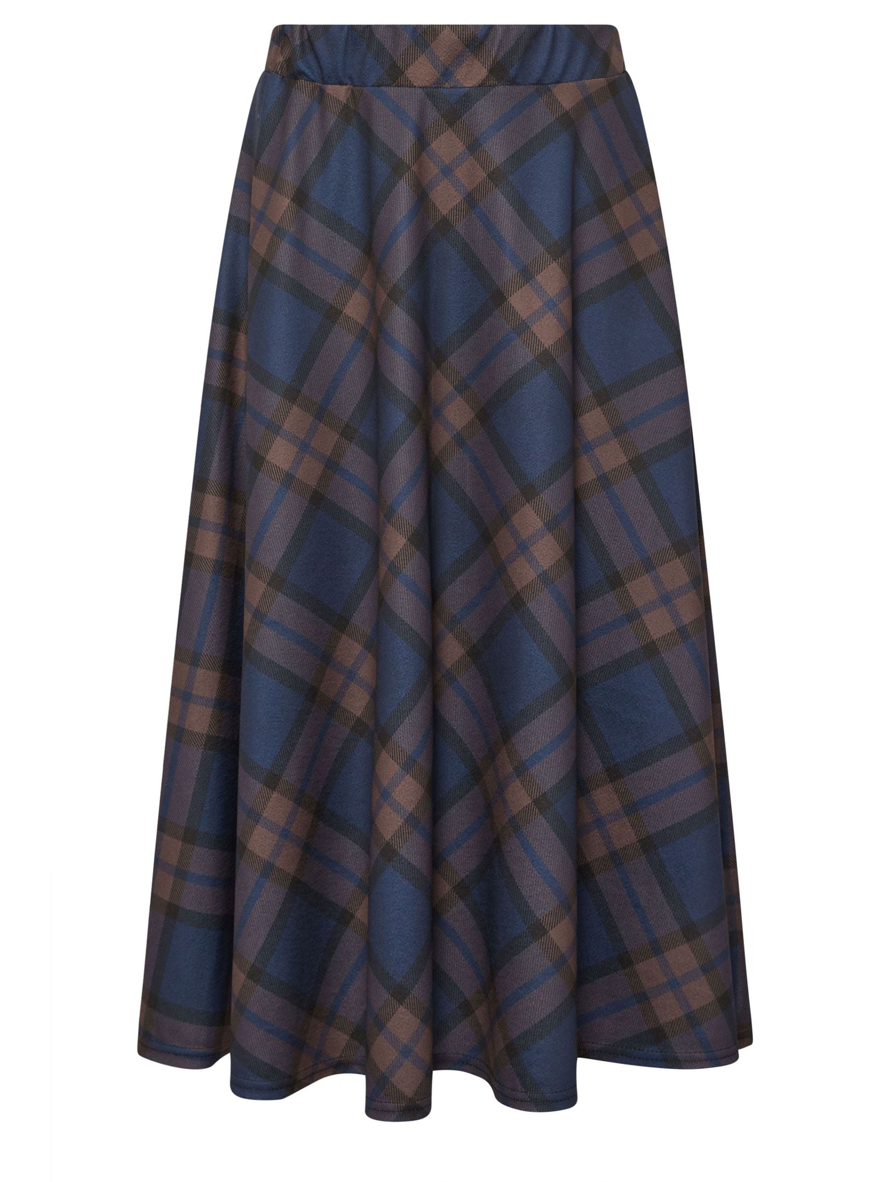 Pixiegirl Petite Damen Blau Checked A Line Midaxi Skirt - Image 1