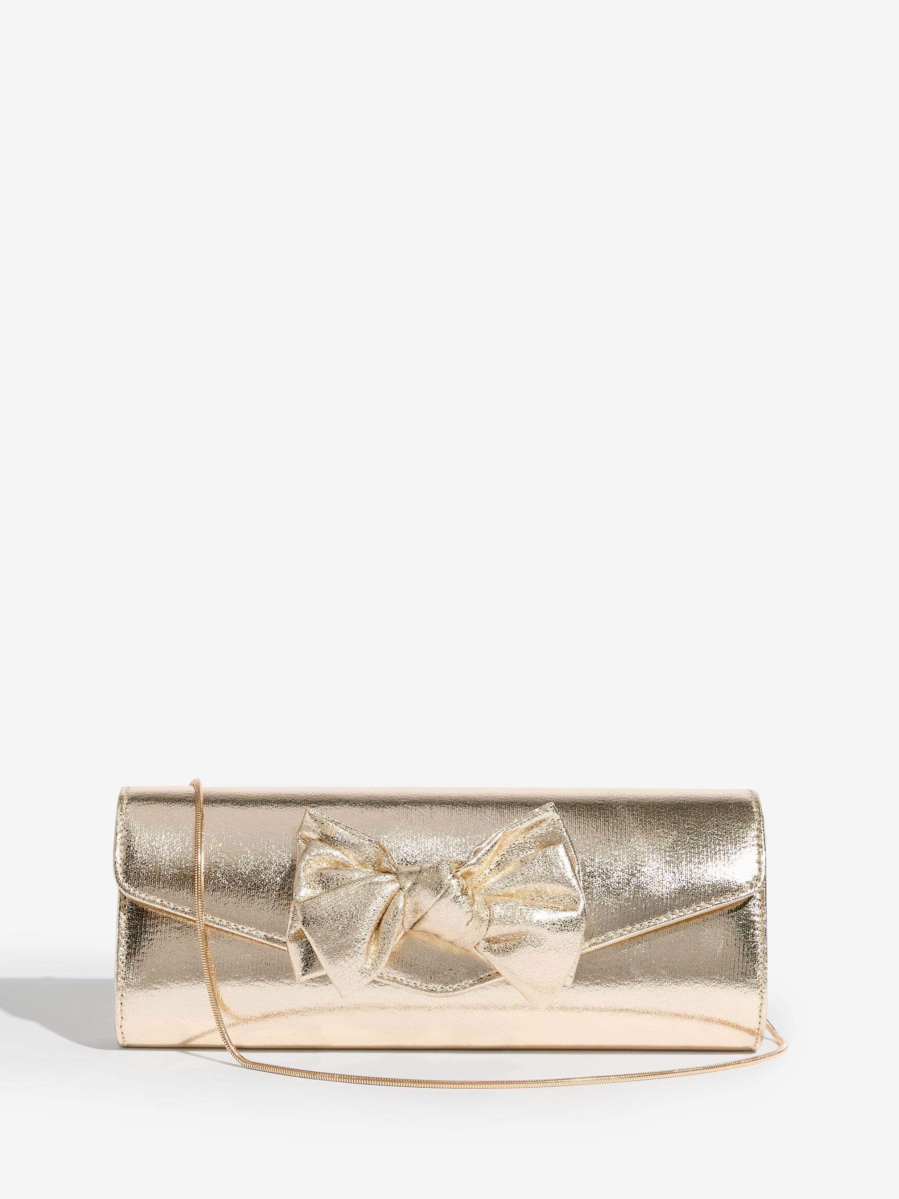 Lipsy Gold Bow Clutch Bag