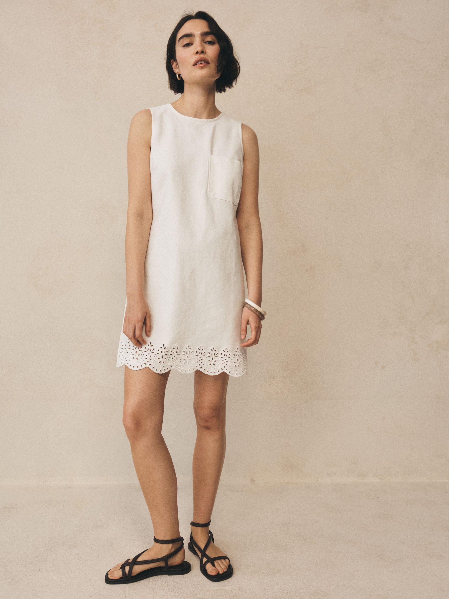 Gap White Eyelet Hem Mini Shift Dress