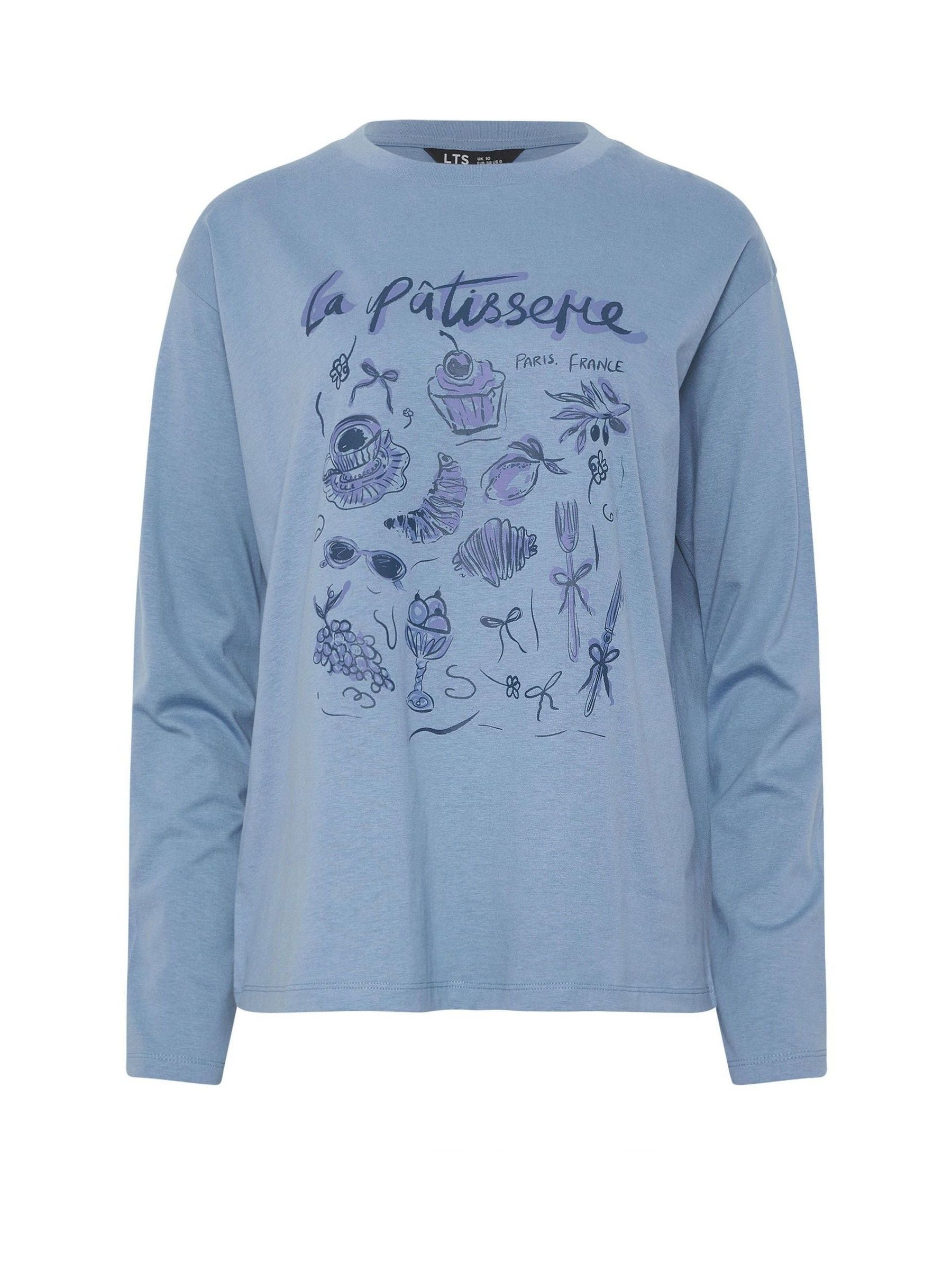 Long Tall Sally Pitkähihainen Sally-T-Paita, Jossa Ylisuuri Printtikuvio