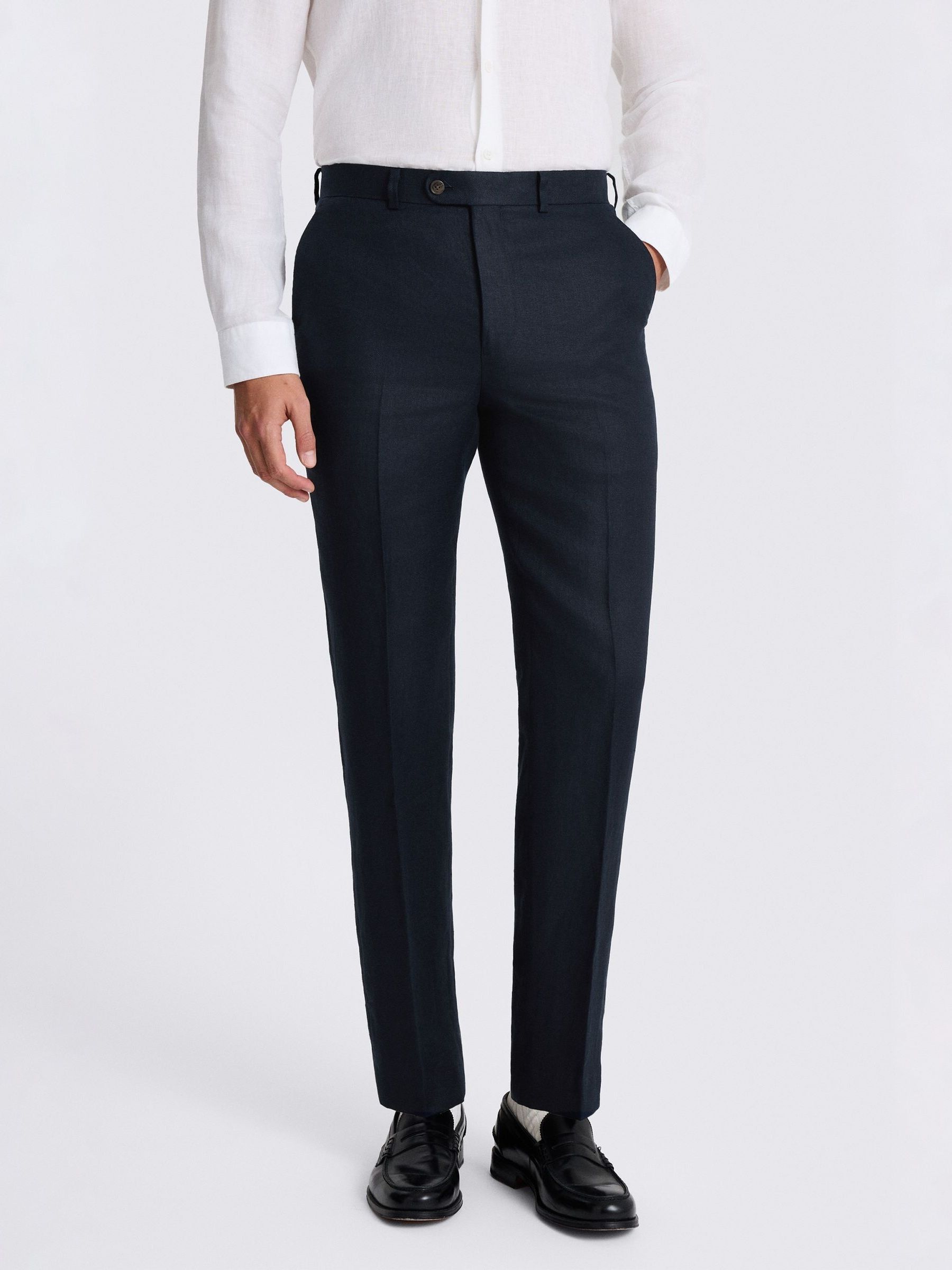 MOSS Men's Suit Trousers Navy Twill Tailored Fit