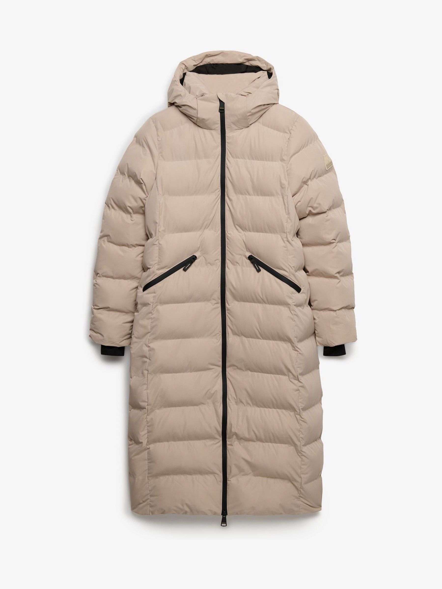 Superdry Damen Beige Lange Steppjacke Mit Kapuze - Bild 2