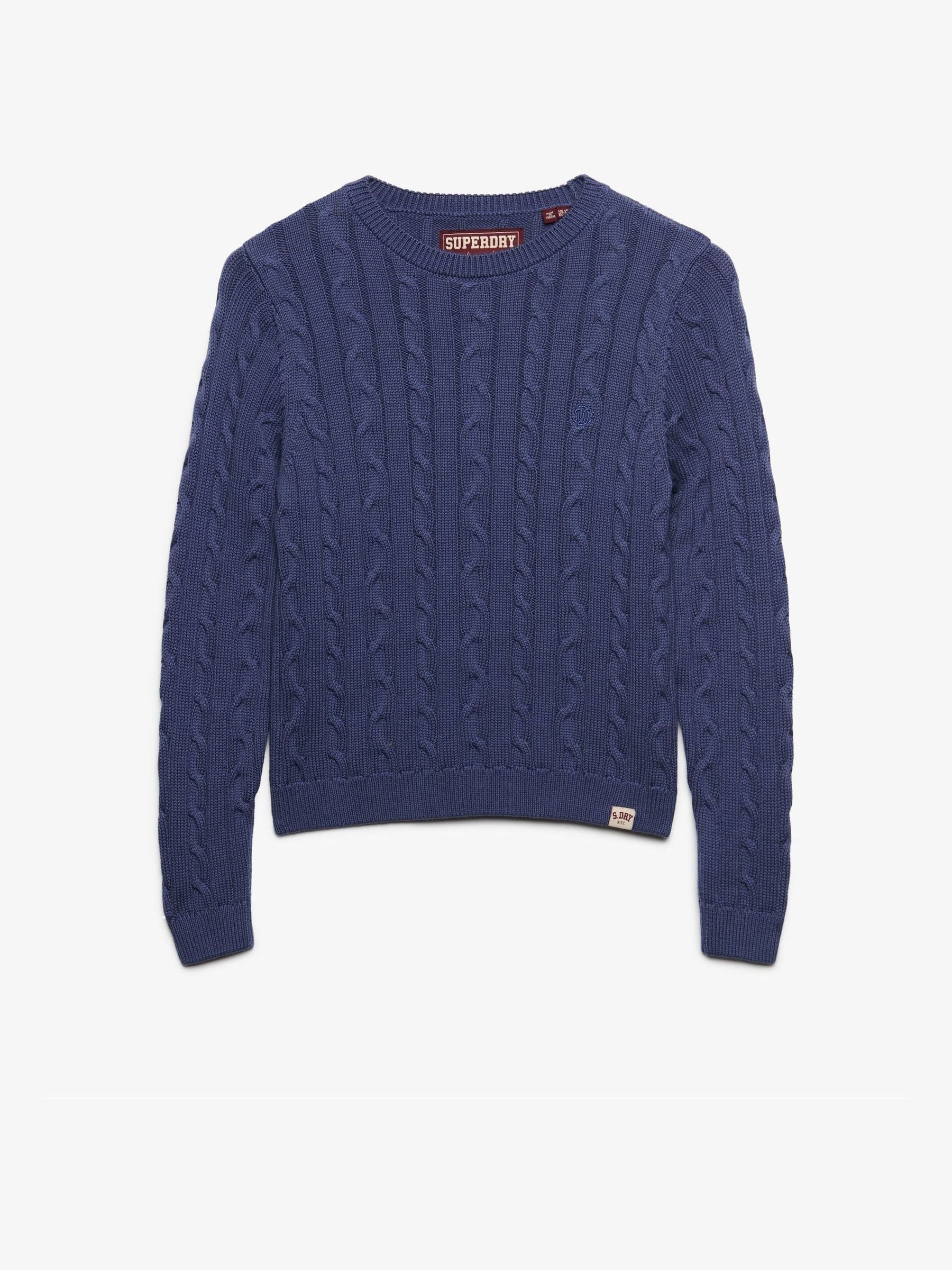 Maglione Superdry Essentials Cable Jumper Donna Blu Extra Grande - Immagine 3