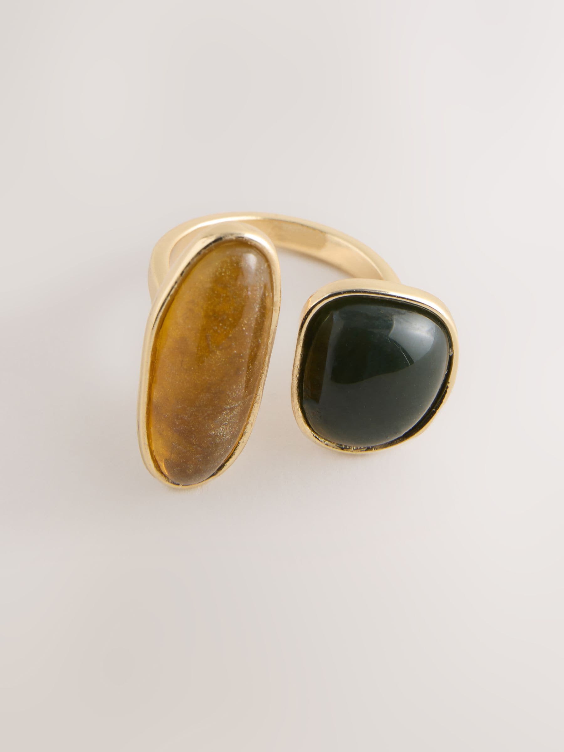 Next - Bague ouverte - Tons dorés - Résine