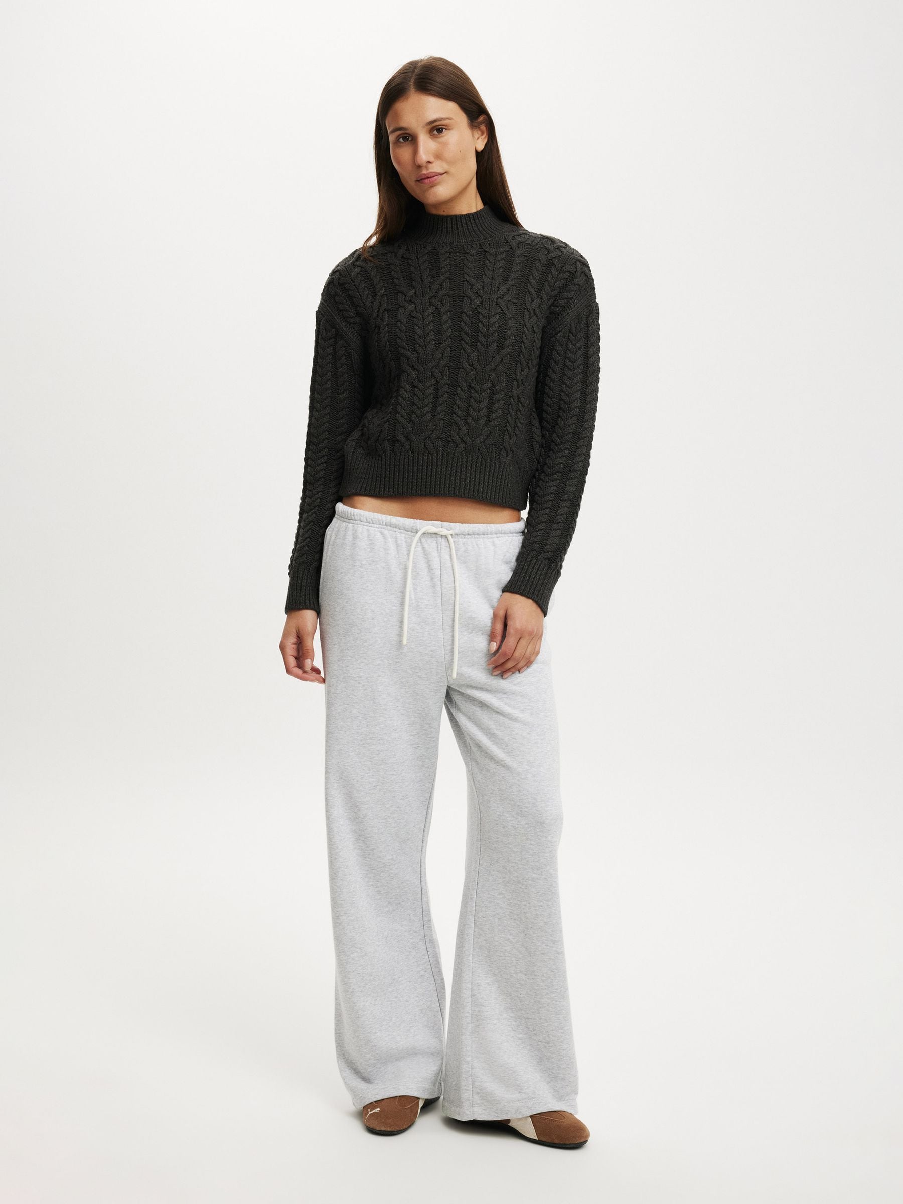 Cotton On Grey Boxy Mock Neck Knit Jumper