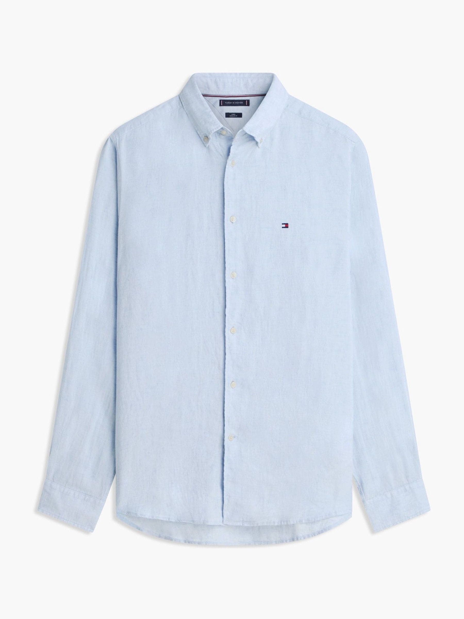 Tommy Hilfiger Herren Sky Blue Regular Fit Hemd Aus Reinem Gewaschenem Leinen - Bild 4