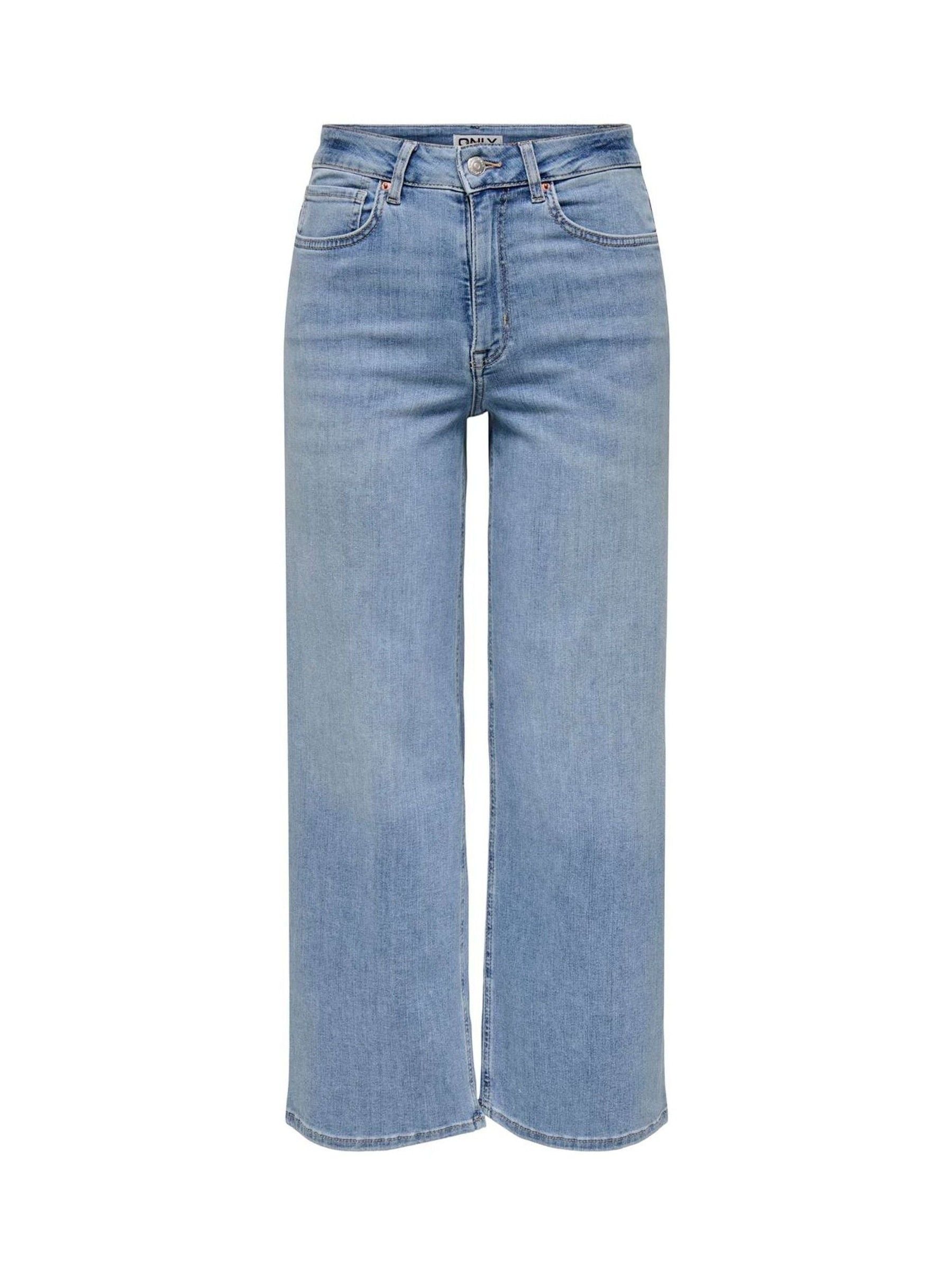 Only Hög Midja, Breda Ben, Croppad Med Superstretch Jeans