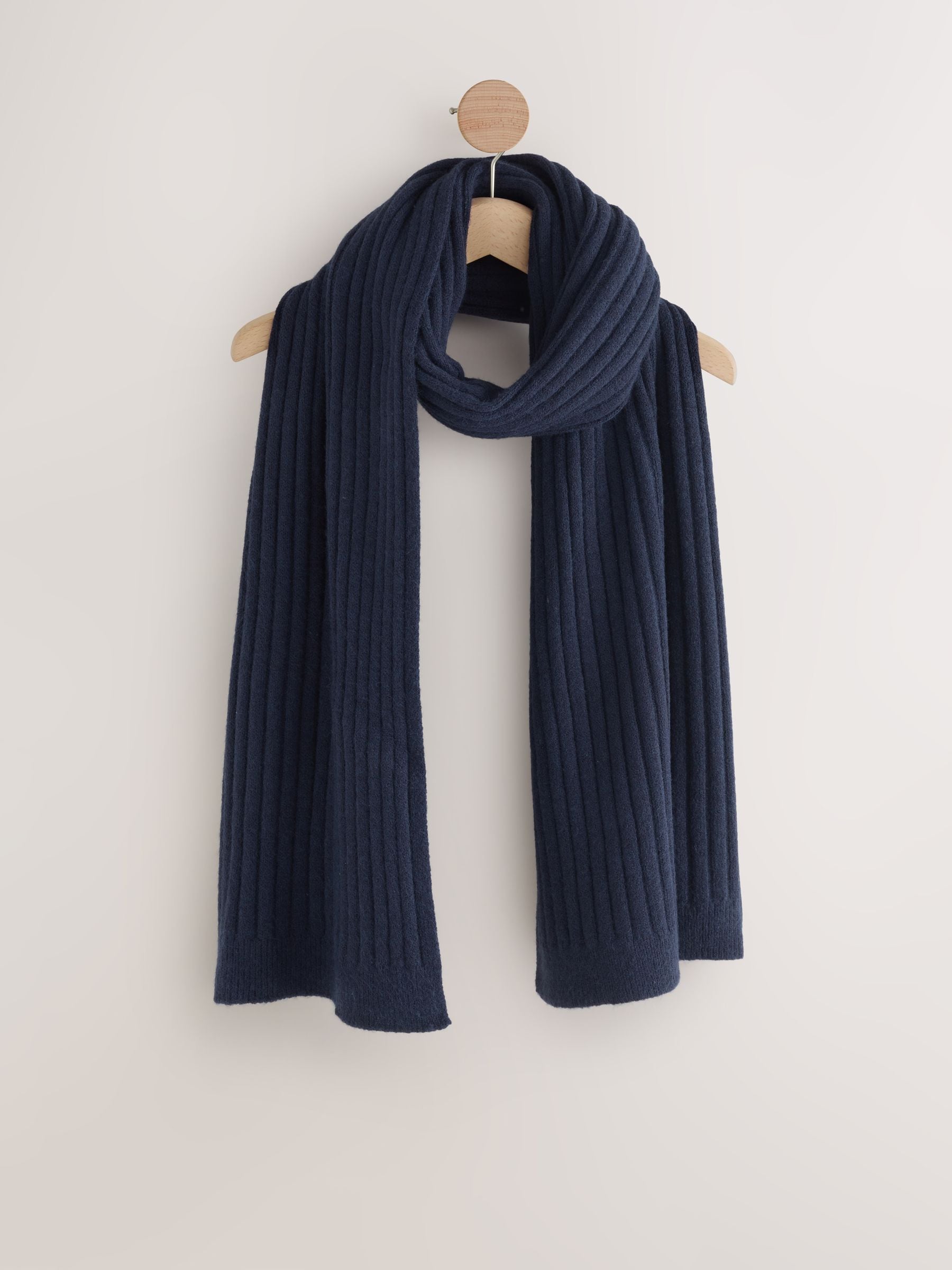 Next Navy Ribbed Knit Scarf