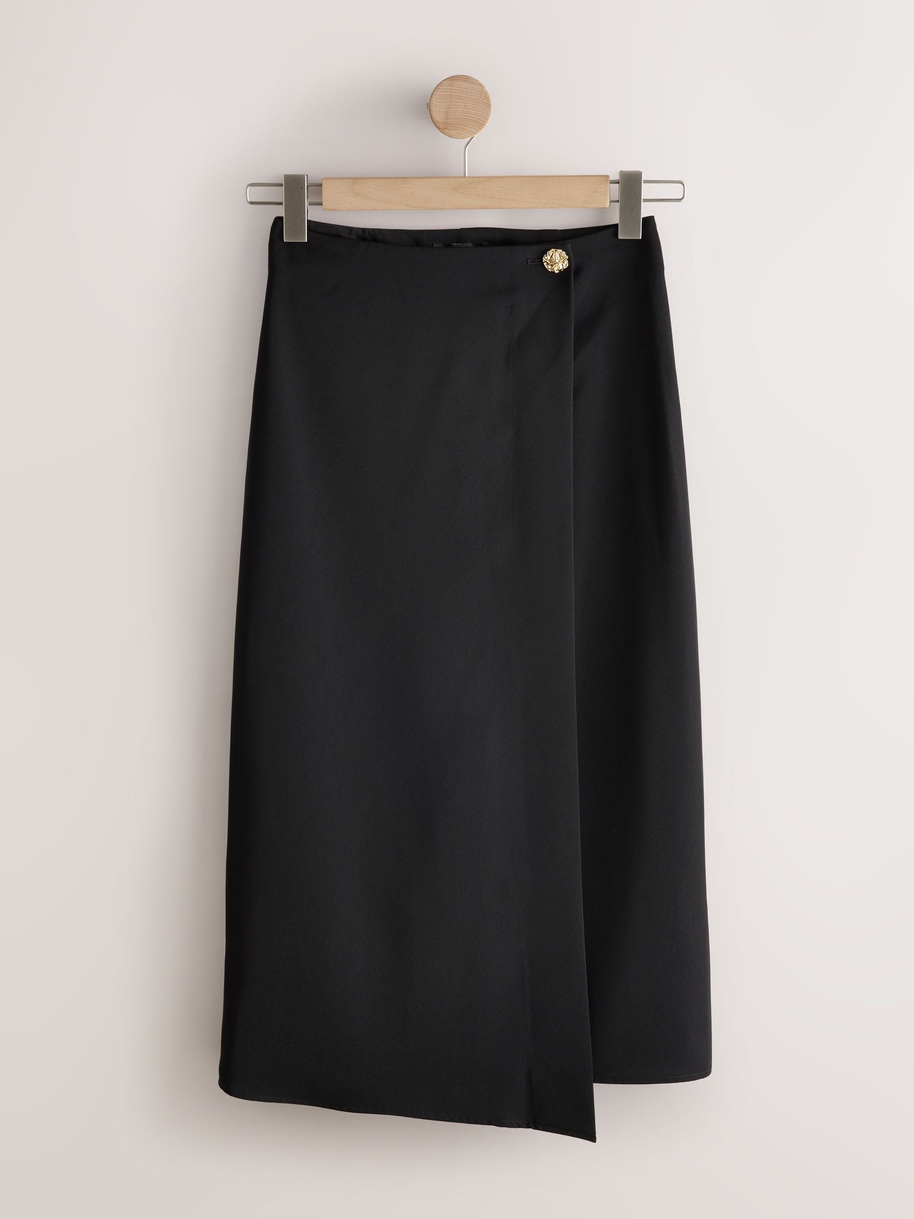 Next Mujer Negro Midi Wrap Skirt