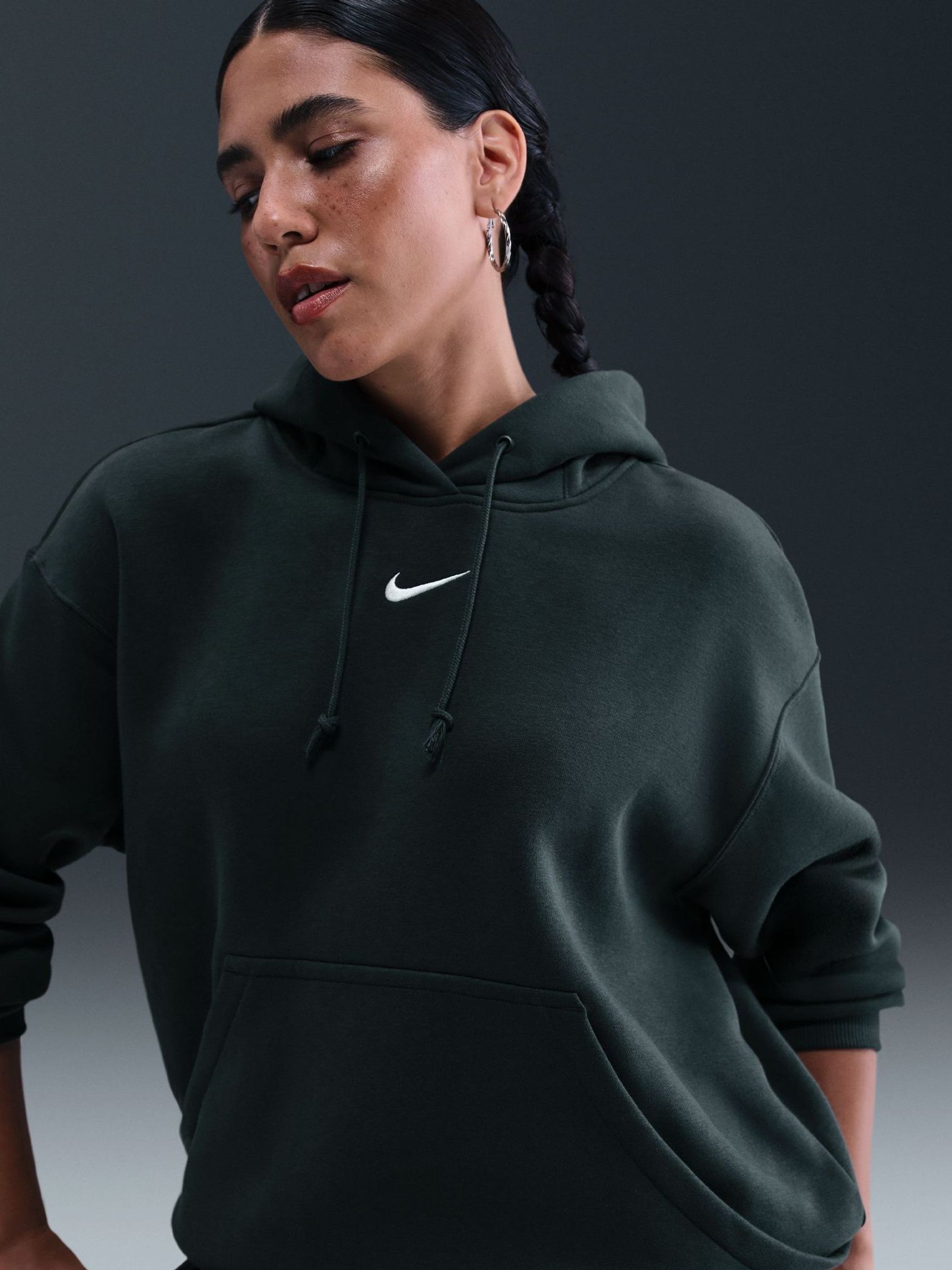 Nike Seaweed Green Overhead Phoenix Oversized Fleece Hoodie